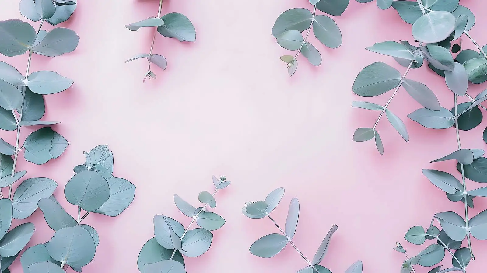 Eucalyptus Branches Frame on Pastel Pink Background — free download from Dotvec
