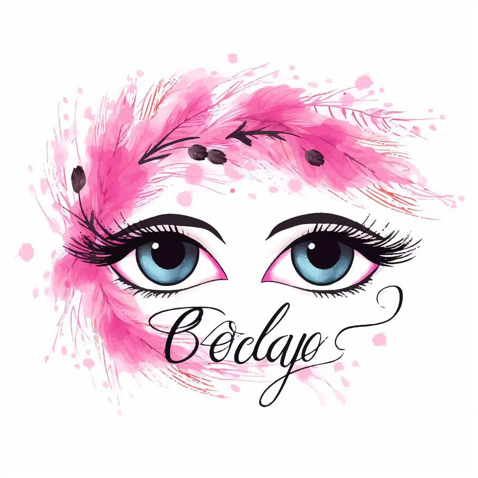 Elegant Eyes with Long Lashes and Pink Shadow – free long eyelashes image from Dotvec