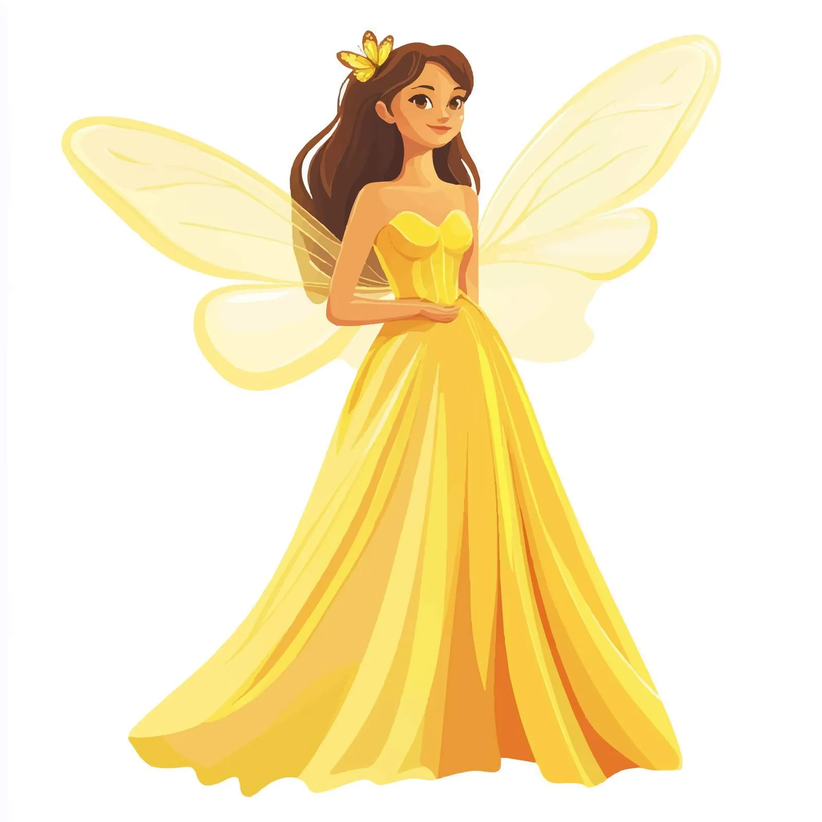 Fairy in Yellow Dress with Butterfly Wings — free download from Dotvec