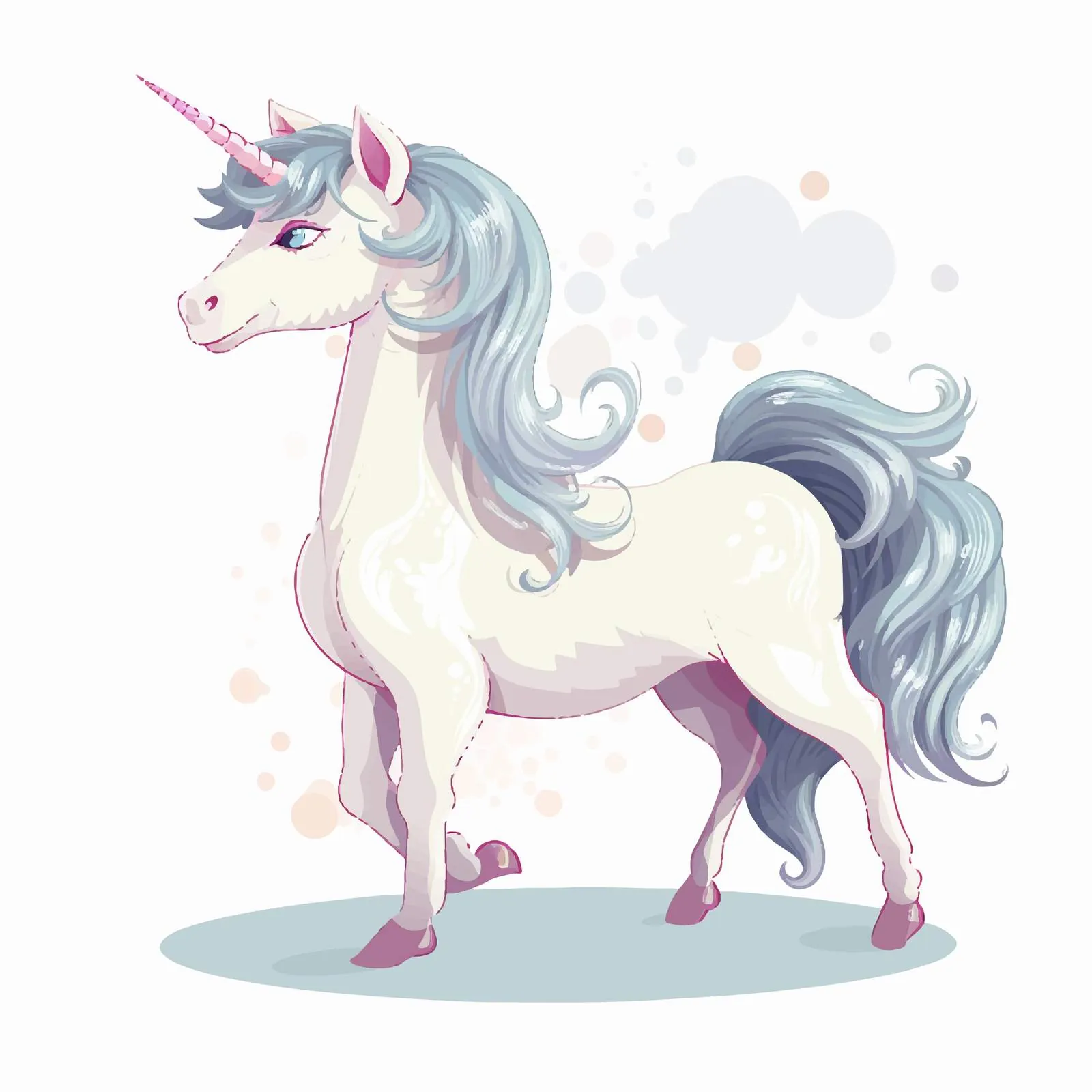 Fantasy White Unicorn Vector Flat Illustration — free download from Dotvec