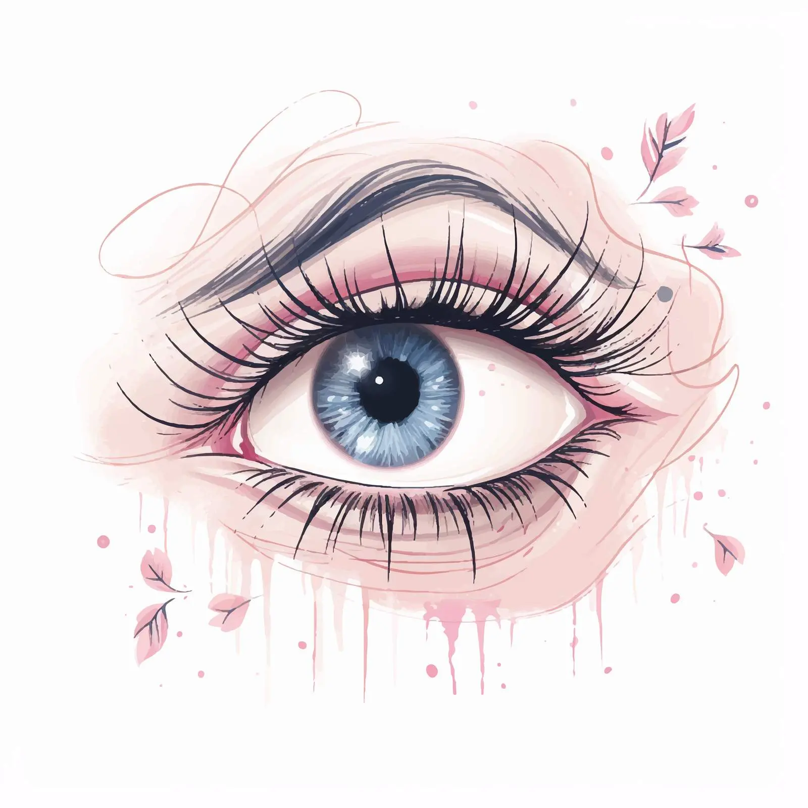Stunning Eye Illustration with Long Eyelashes – free long eyelashes image from Dotvec