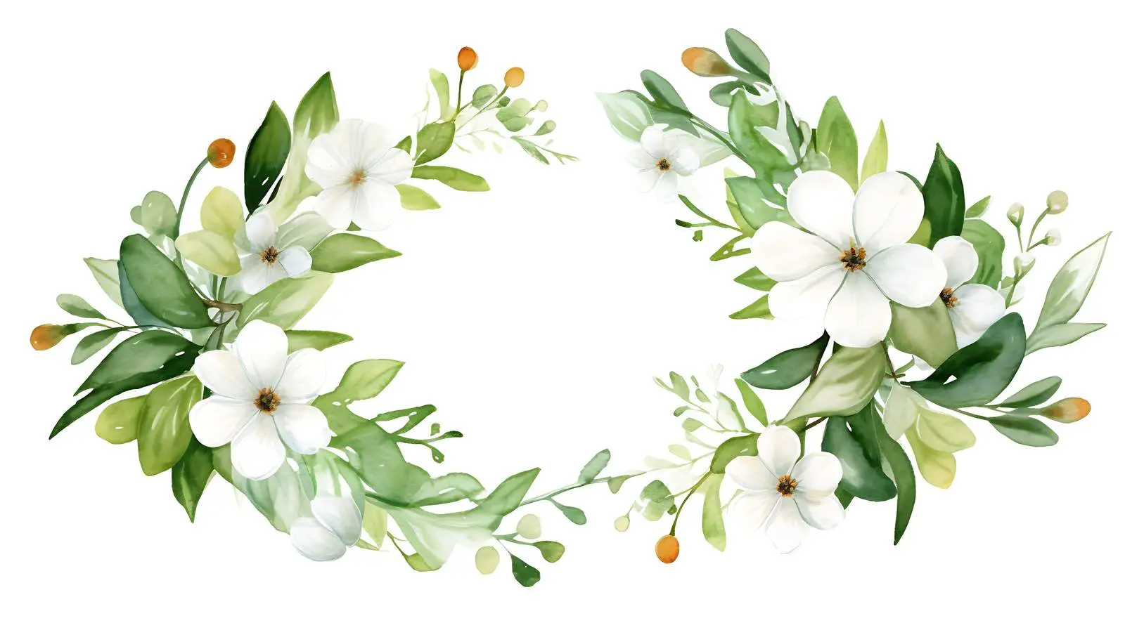 Elegant Floral Frame White Flowers Green — free download from Dotvec