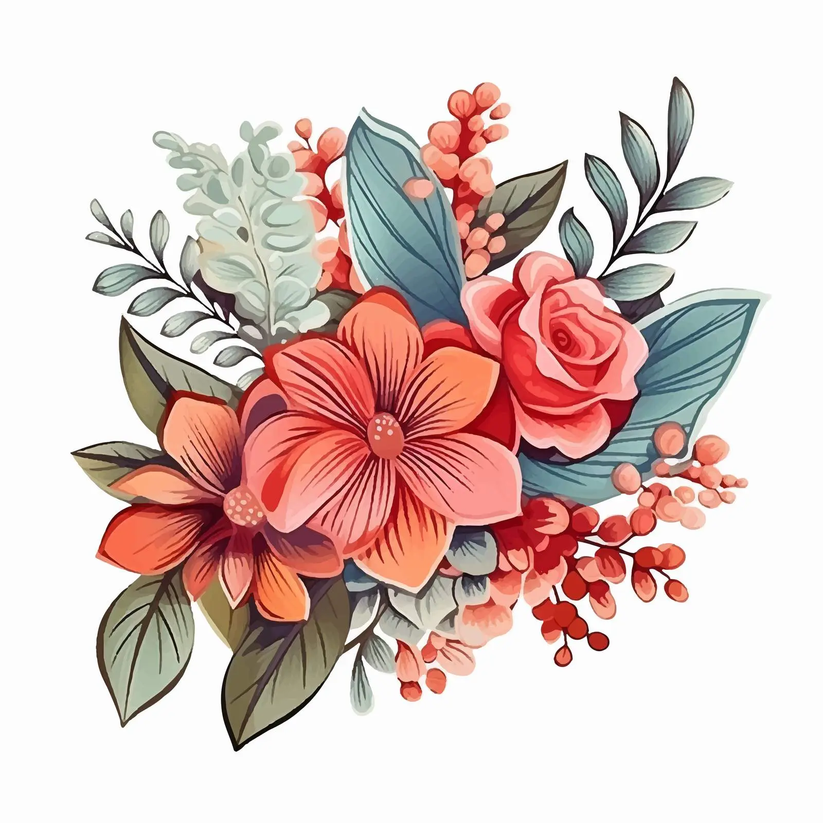 Beautiful Cartoon Floral and Leaf Decoration Vector — free download from Dotvec