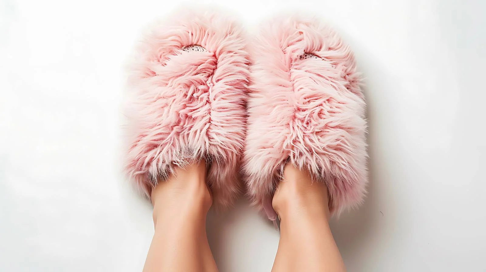 Cozy Fur Slippers on Women's Legs — free download from Dotvec
