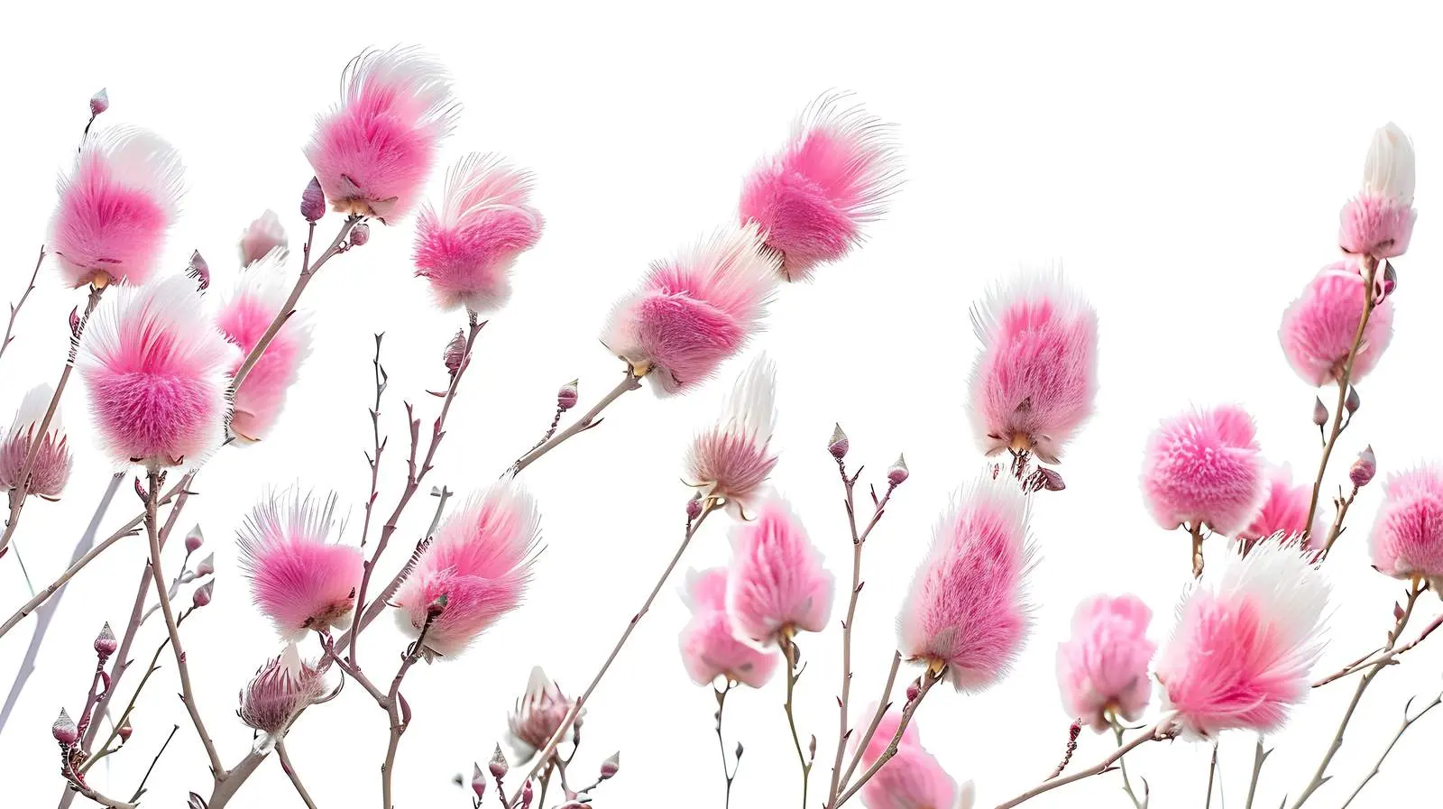 Fluffy Pink Flower Buds on Tree Branch — free download from Dotvec