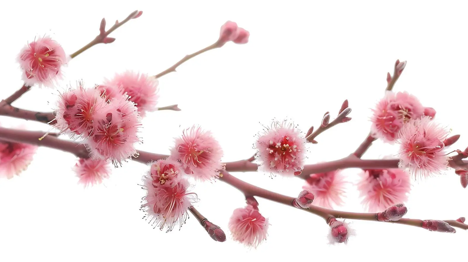 Fluffy Pink Flower Buds on Tree Branch — free download from Dotvec