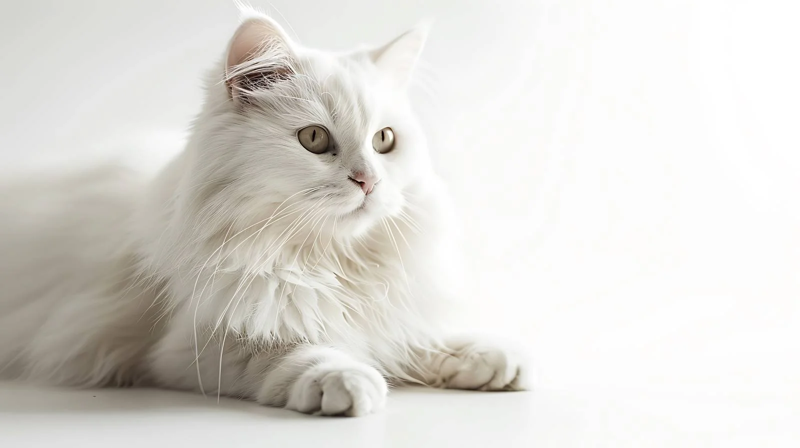 Majestic White Furry Cat with Alert Gaze — free download from Dotvec