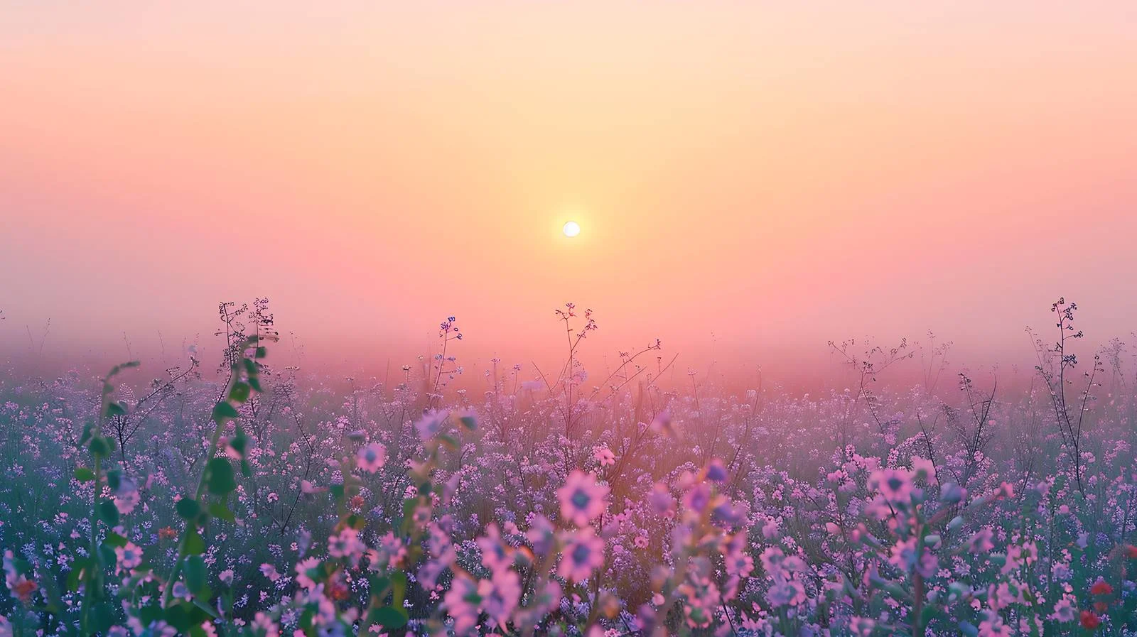 Serene Sunrise Above Blooming Meadow — free download from Dotvec
