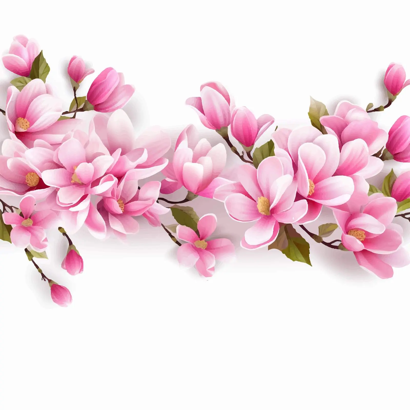 Pink Magnolia Flowers Horizontal Border Design — free download from Dotvec
