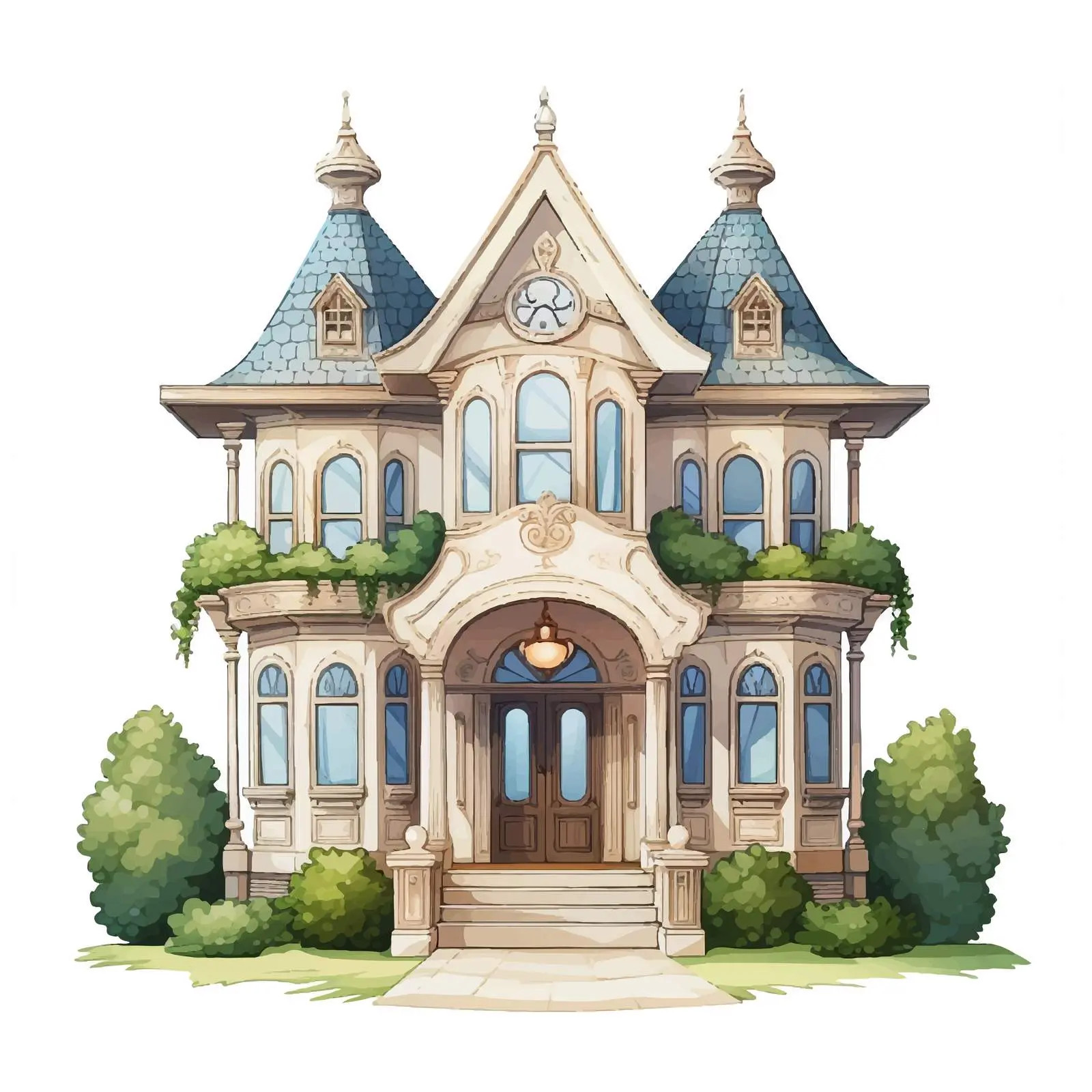 Beautiful Front House Cartoon Vector Illustration — free download from Dotvec