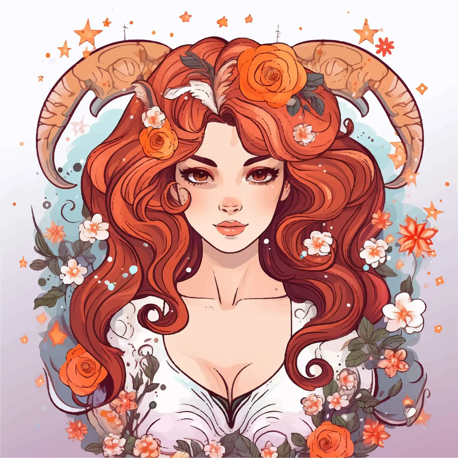 Aries Cartoon Girl Zodiac Sign Vector Art — free download from Dotvec