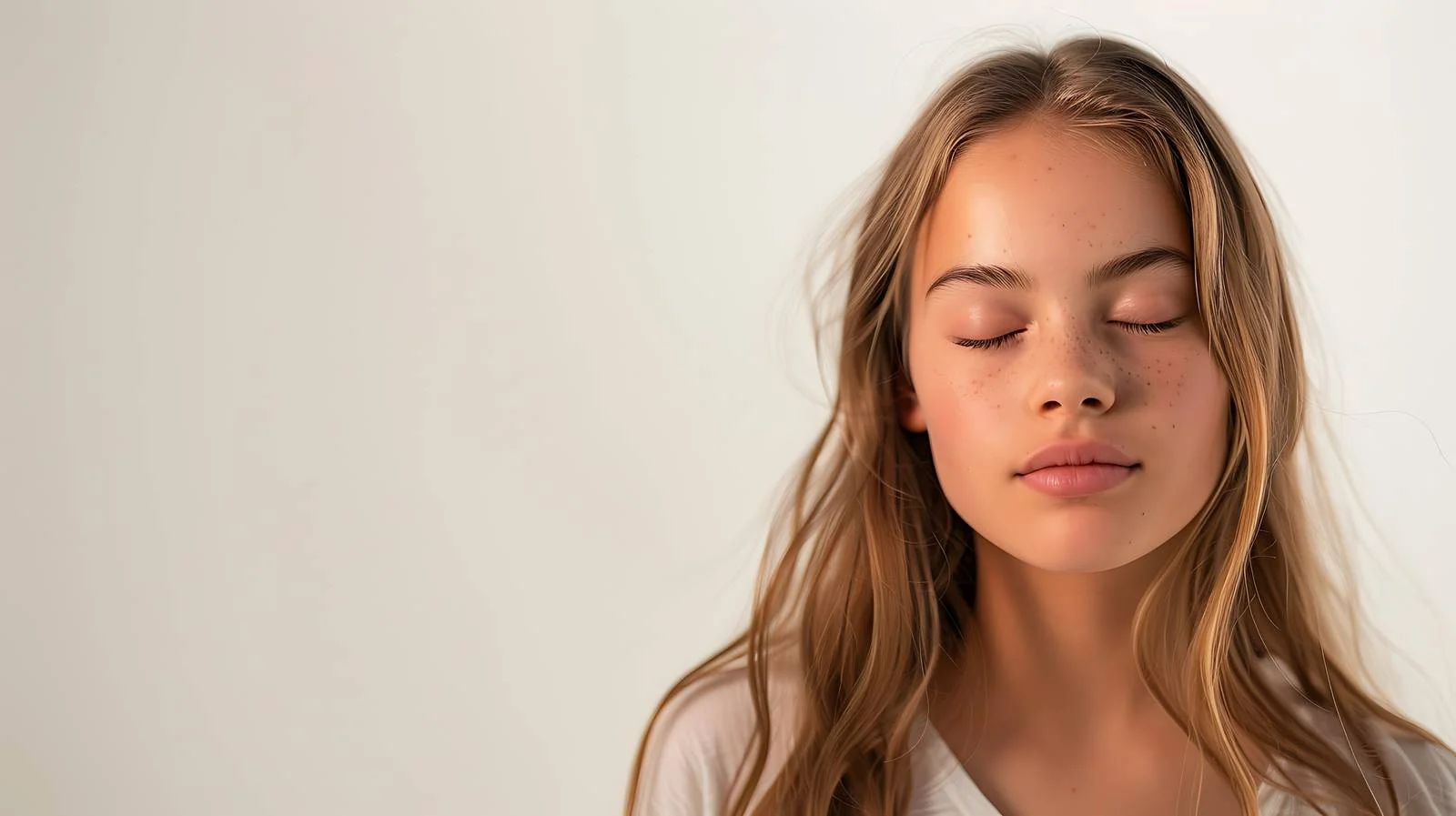 Elegant young woman with eyes closed in studio — free download from Dotvec