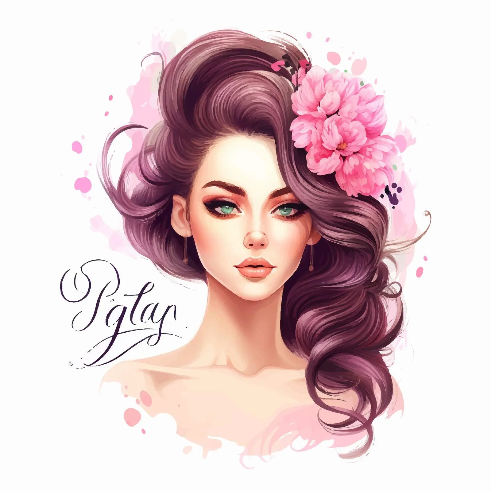Beautiful Girl Hair Salon Handwritten Inscription — free download from Dotvec