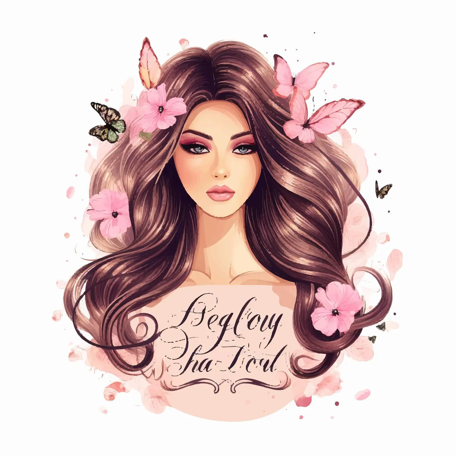 Beautiful Girl Hair Salon Handwritten Design — free download from Dotvec