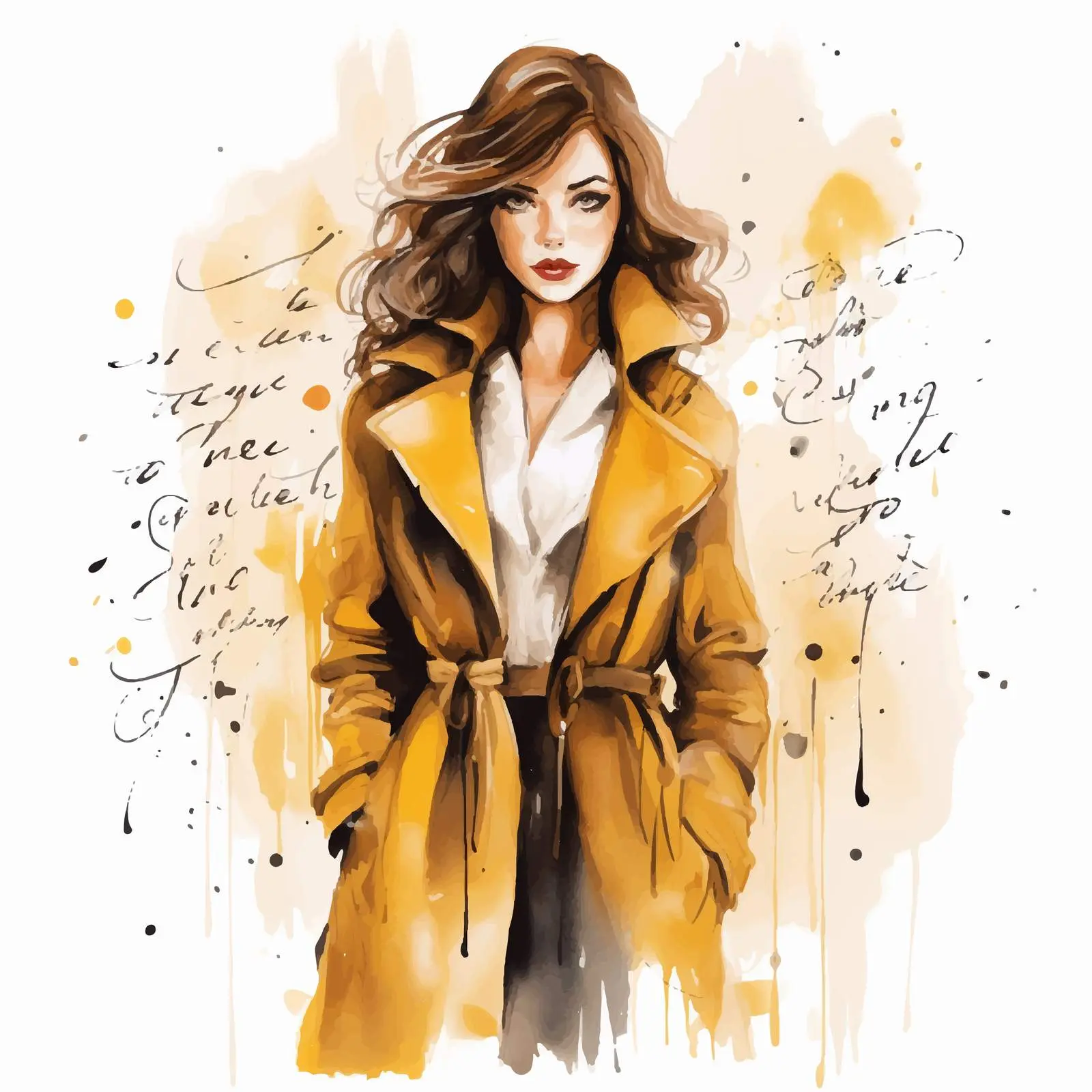 Girl in Trench Coat Illustration — free download from Dotvec
