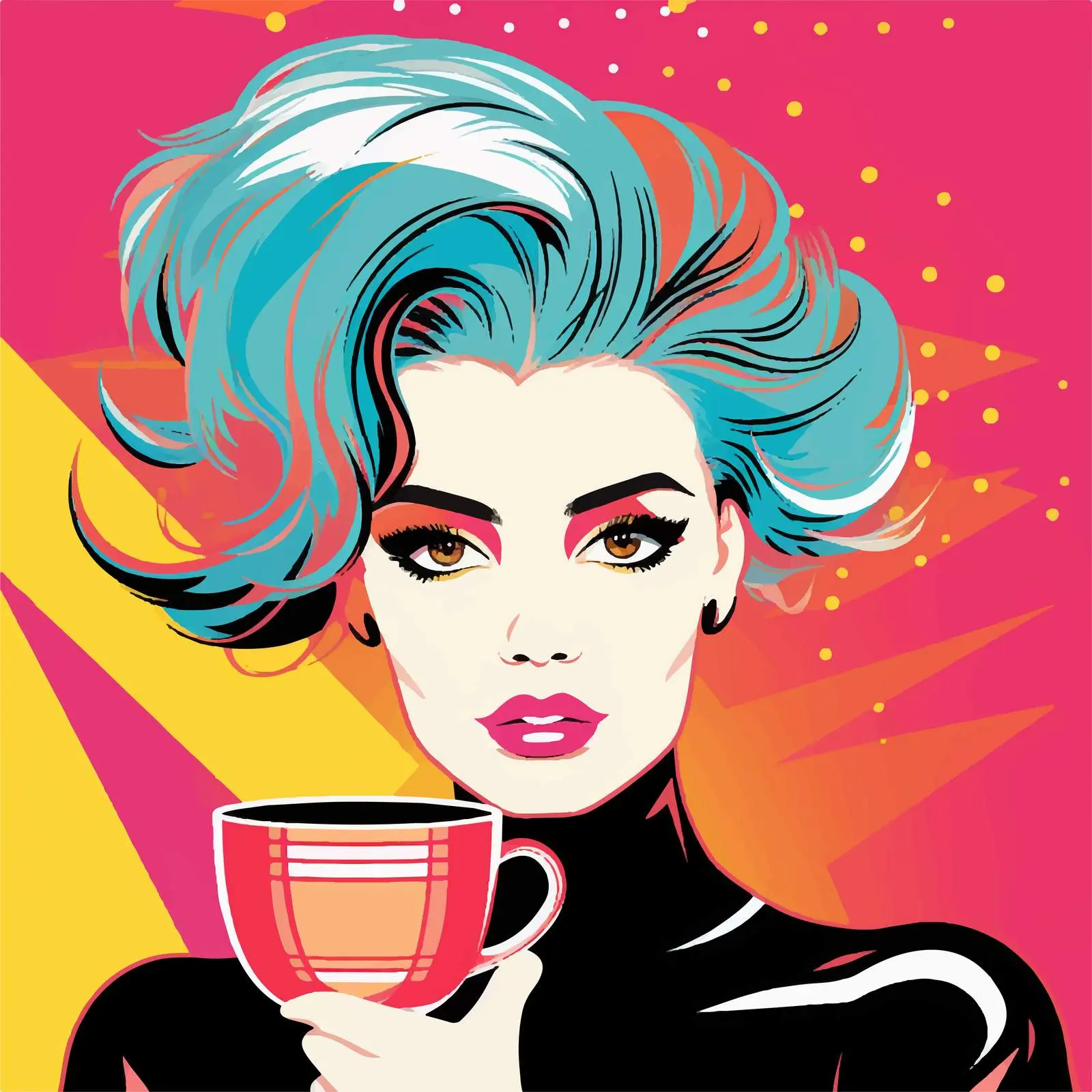 Stylish Girl with Coffee and Fashionable Hair — free download from Dotvec