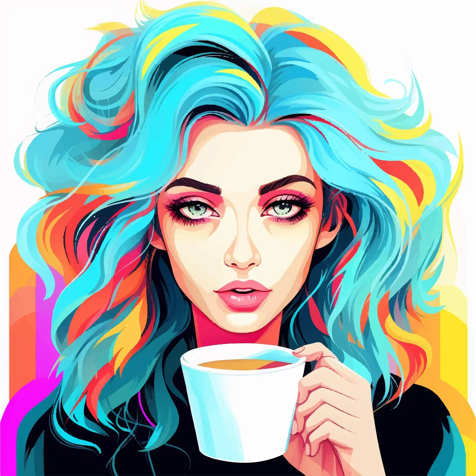 Fashionable Girl with Coffee and Stylish Hair – free fashionable outfit image from Dotvec