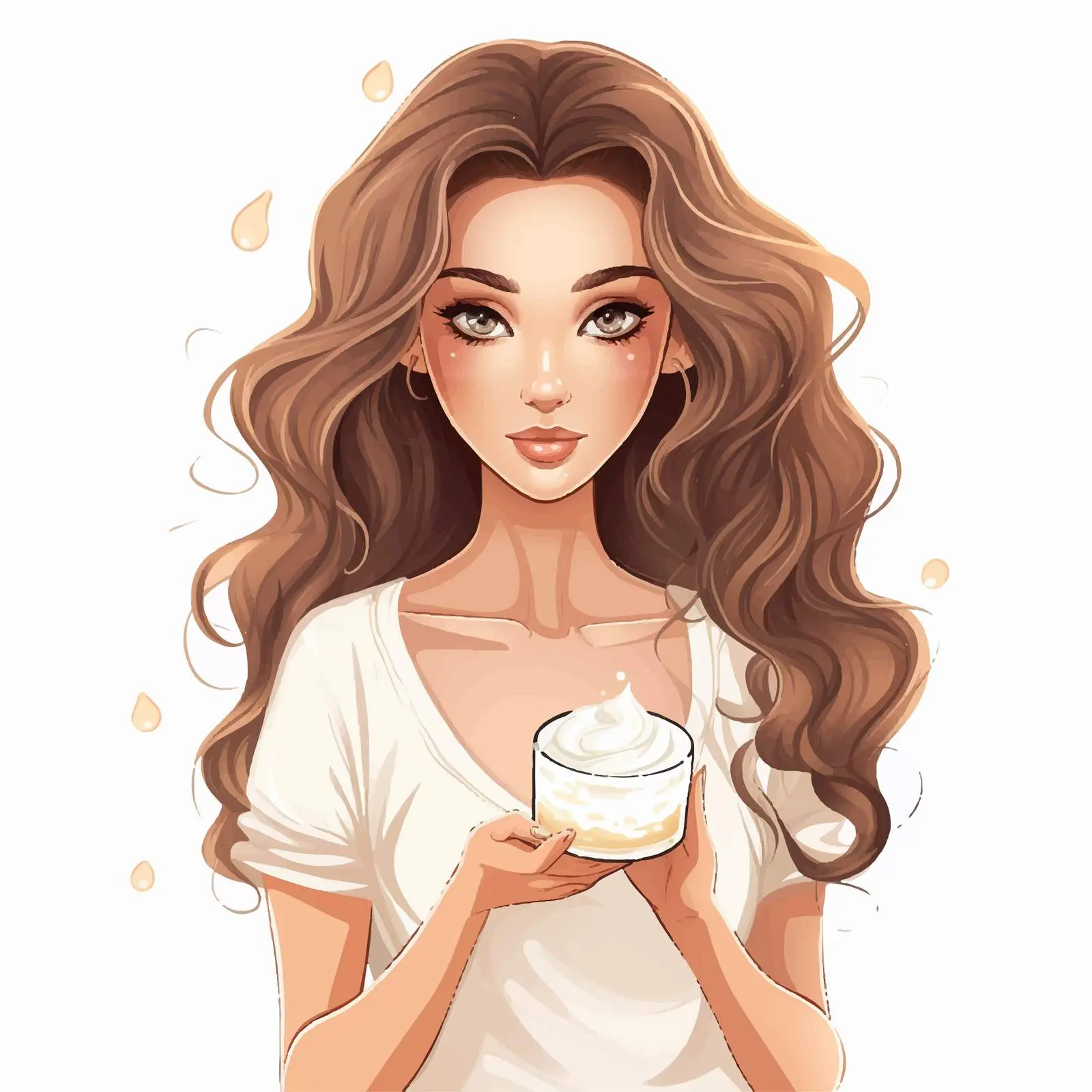 Beautiful Girl Holding Cream Advertising Concept — free download from Dotvec