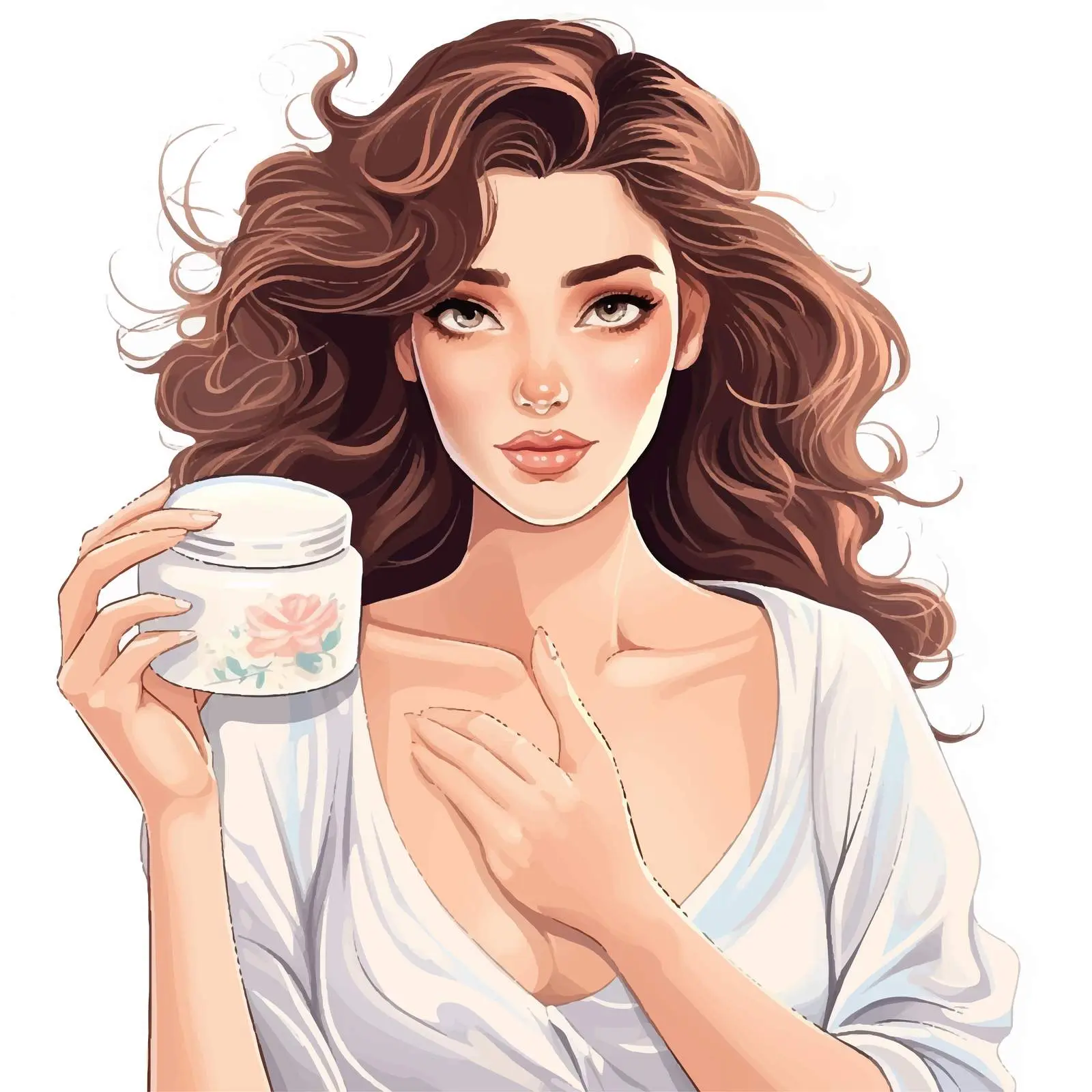 Girl Holding Cream in Advertising Concept — free download from Dotvec