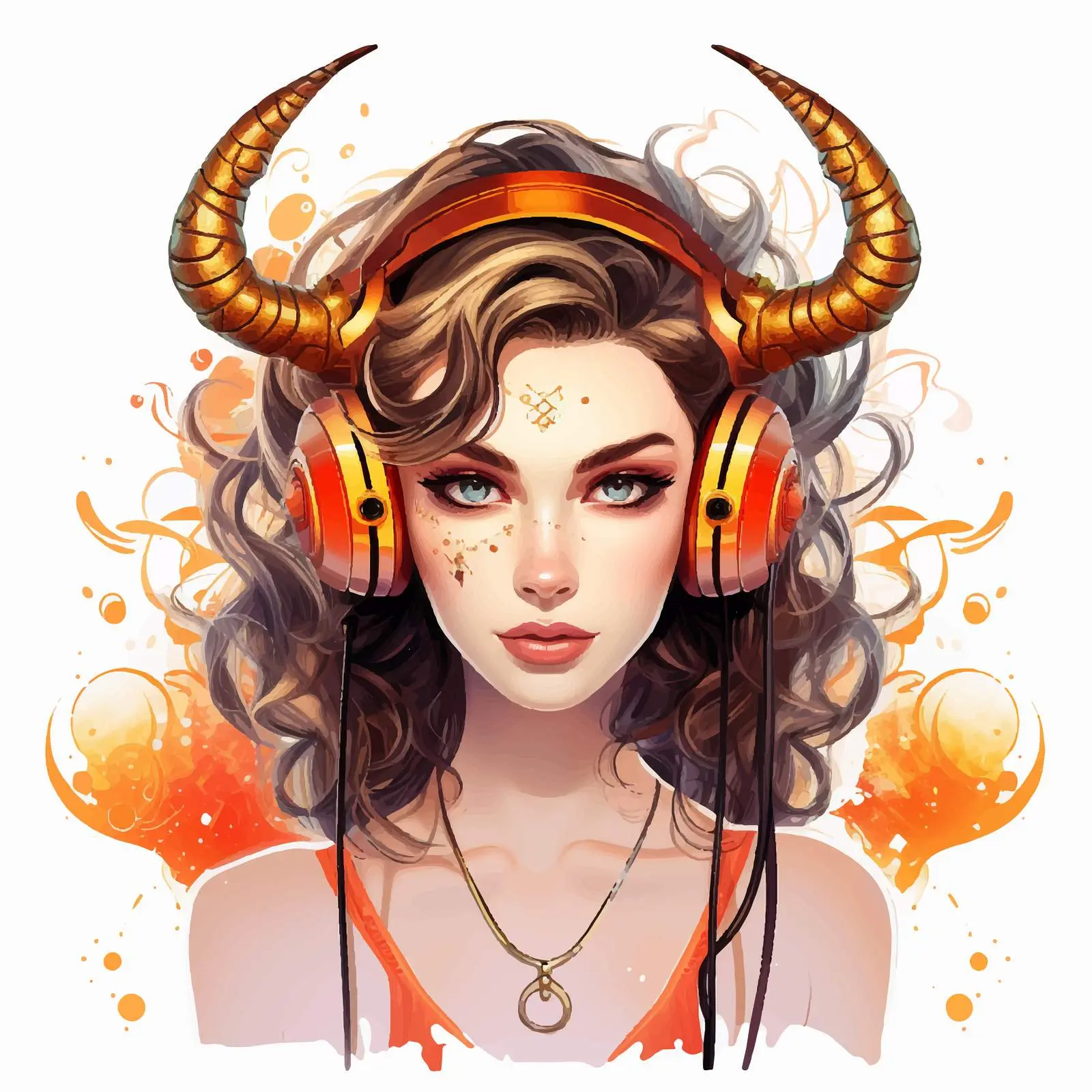 Fashionable Girl with Headphones and Taurus Sign — free download from Dotvec