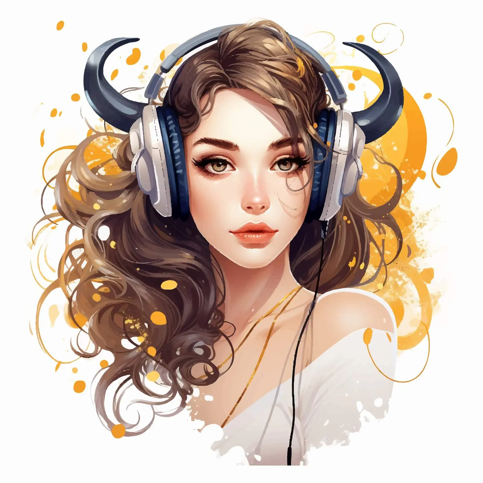Stylish Girl with Headphones - Taurus Zodiac — free download from Dotvec