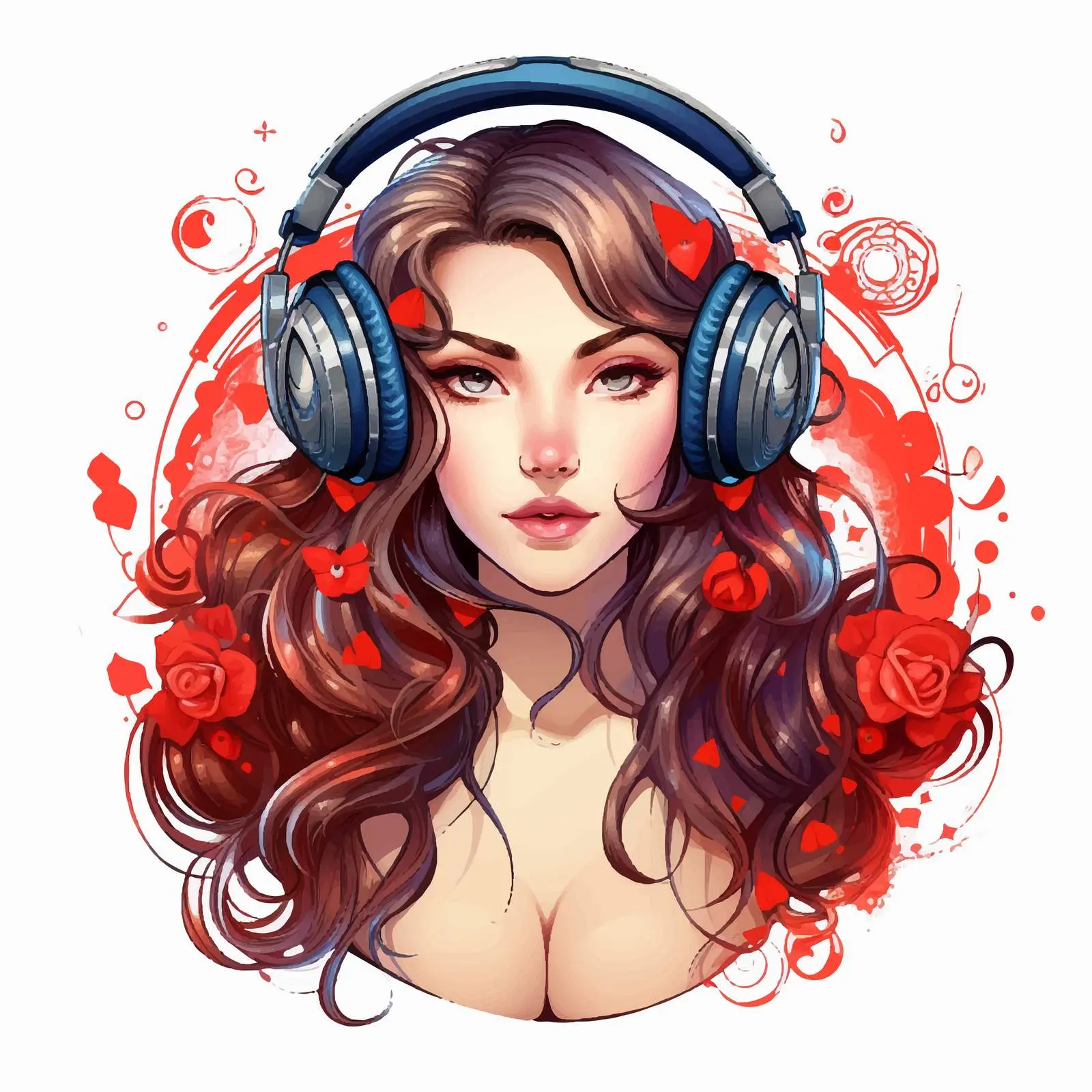 Stylish Girl with Headphones and Taurus Sign — free download from Dotvec