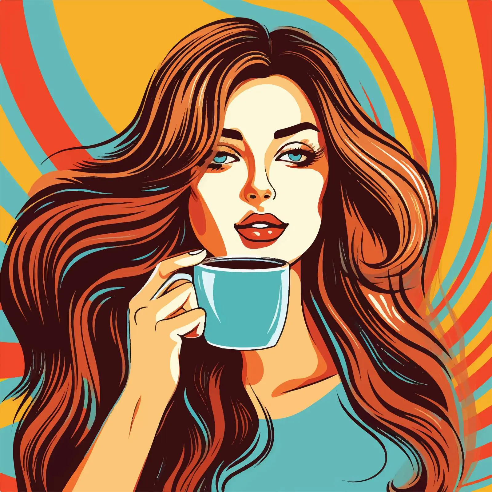 Beautiful Girl Holding a Cup Illustration — free download from Dotvec