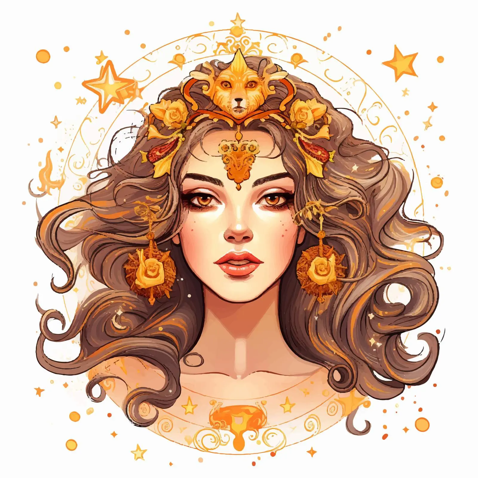 Fashionable Leo Girl Zodiac Cartoon Doodle — free download from Dotvec