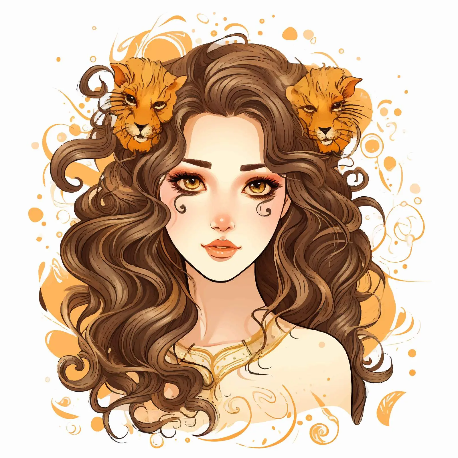 Leo Zodiac Girl Fashion Makeup Doodle Cartoon — free download from Dotvec