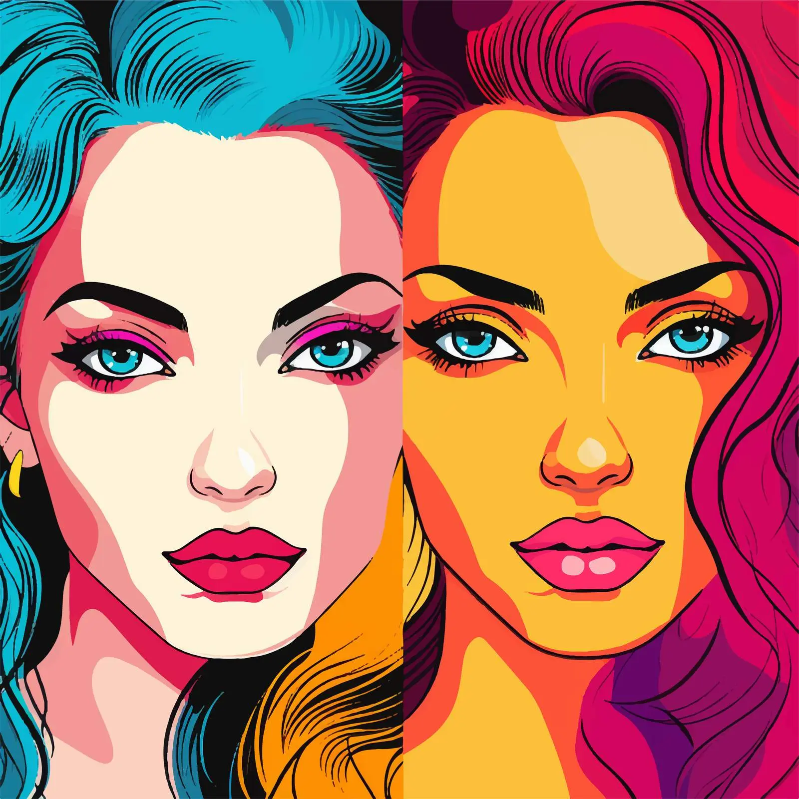 Closeup of Diverse Beautiful Girls in Bright Colors — free download from Dotvec