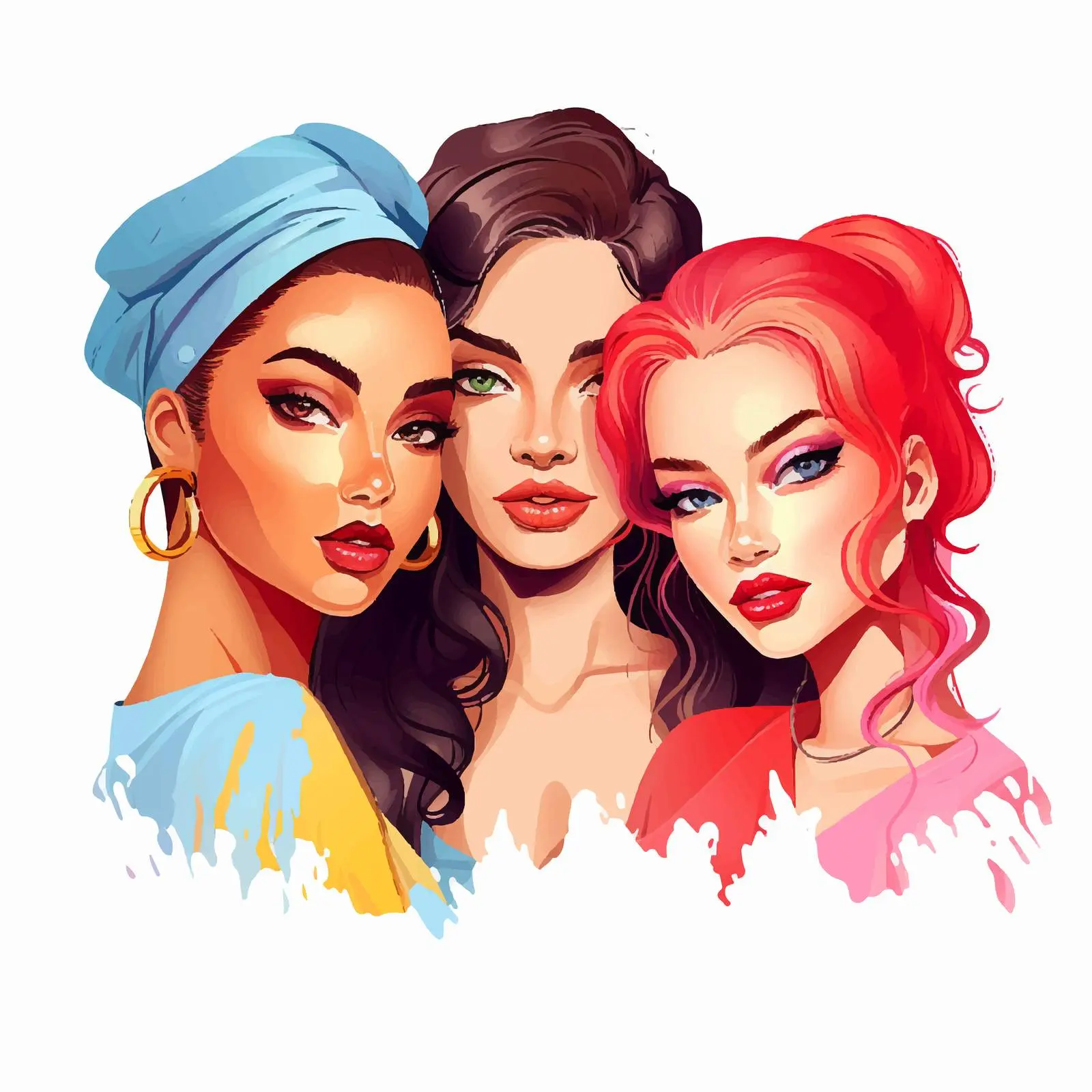 Diverse Beautiful Girls in Bright Colors — free download from Dotvec