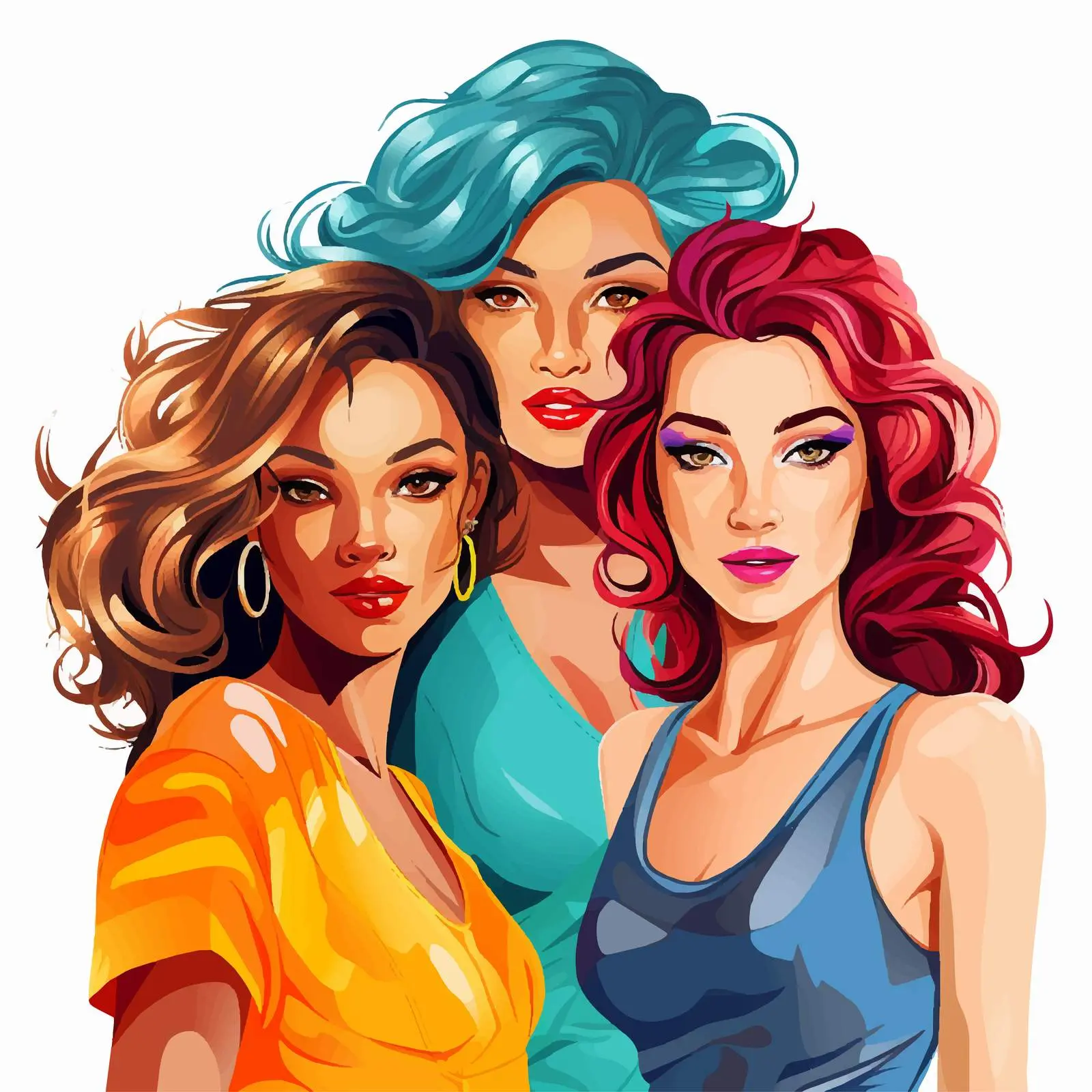 Closeup of Beautiful Girls in Bright Colors – free vibrant graphics image from Dotvec