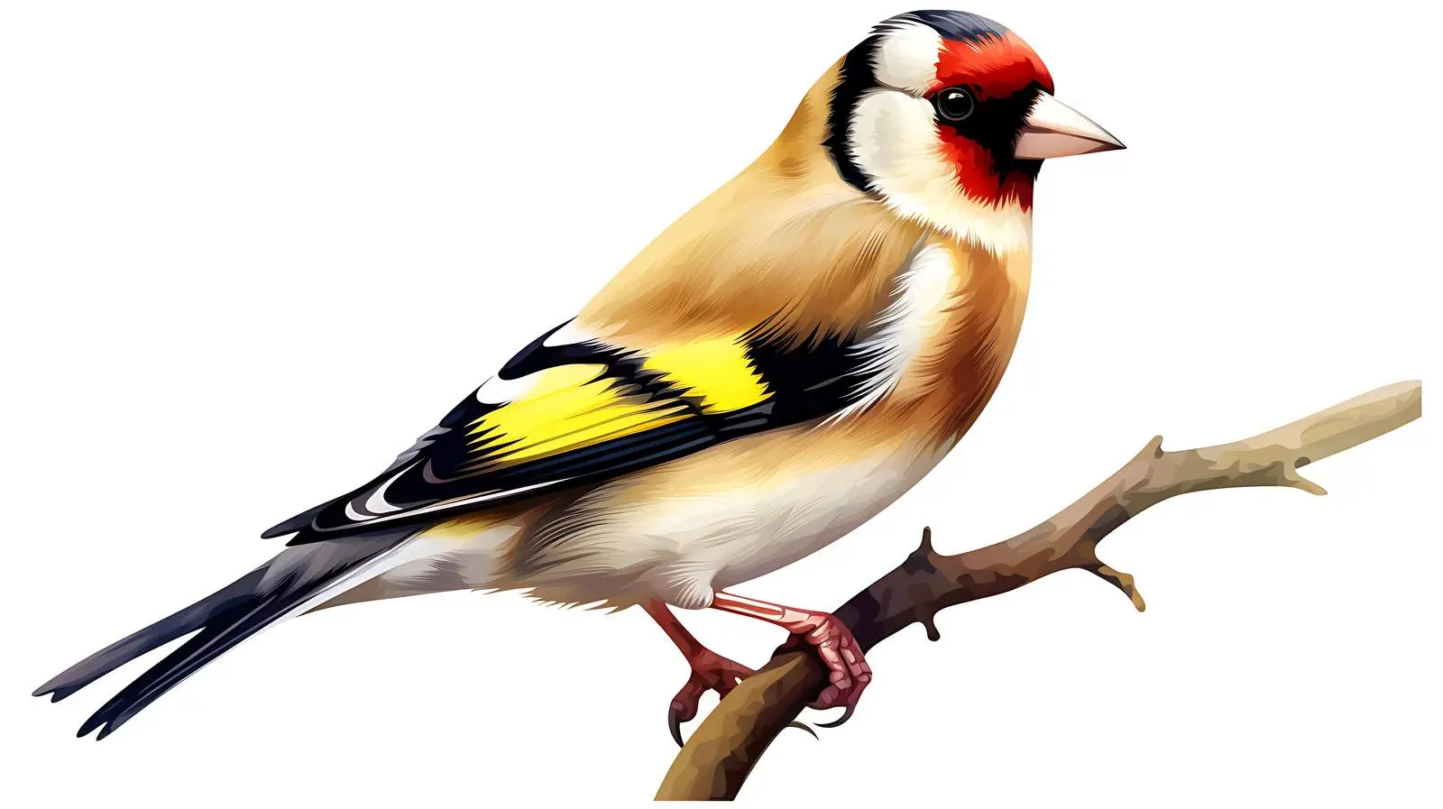 Exquisite Goldfinch Bird on White Background — free download from Dotvec
