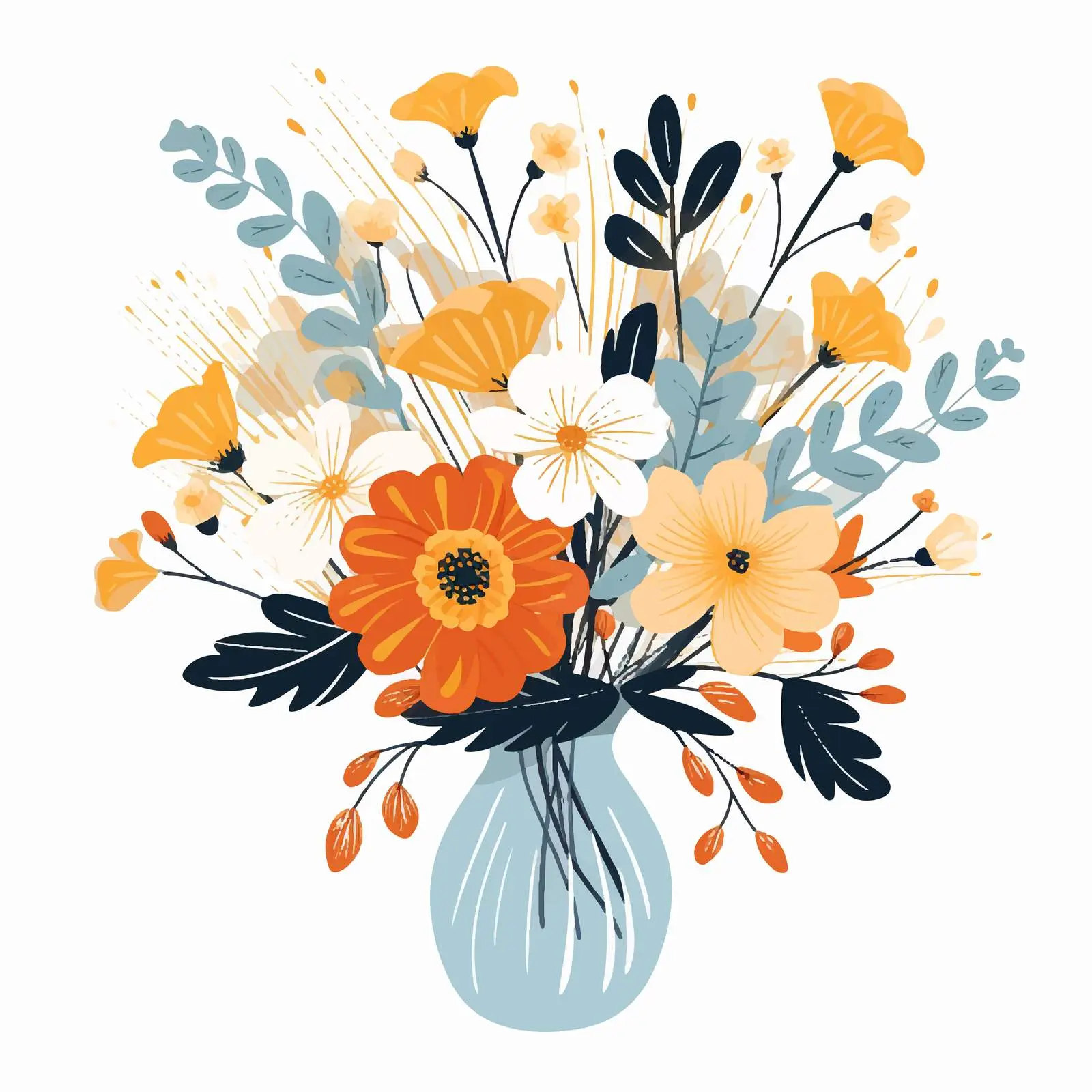 Hand-Drawn Bouquet of Seasonal Flowers — free download from Dotvec