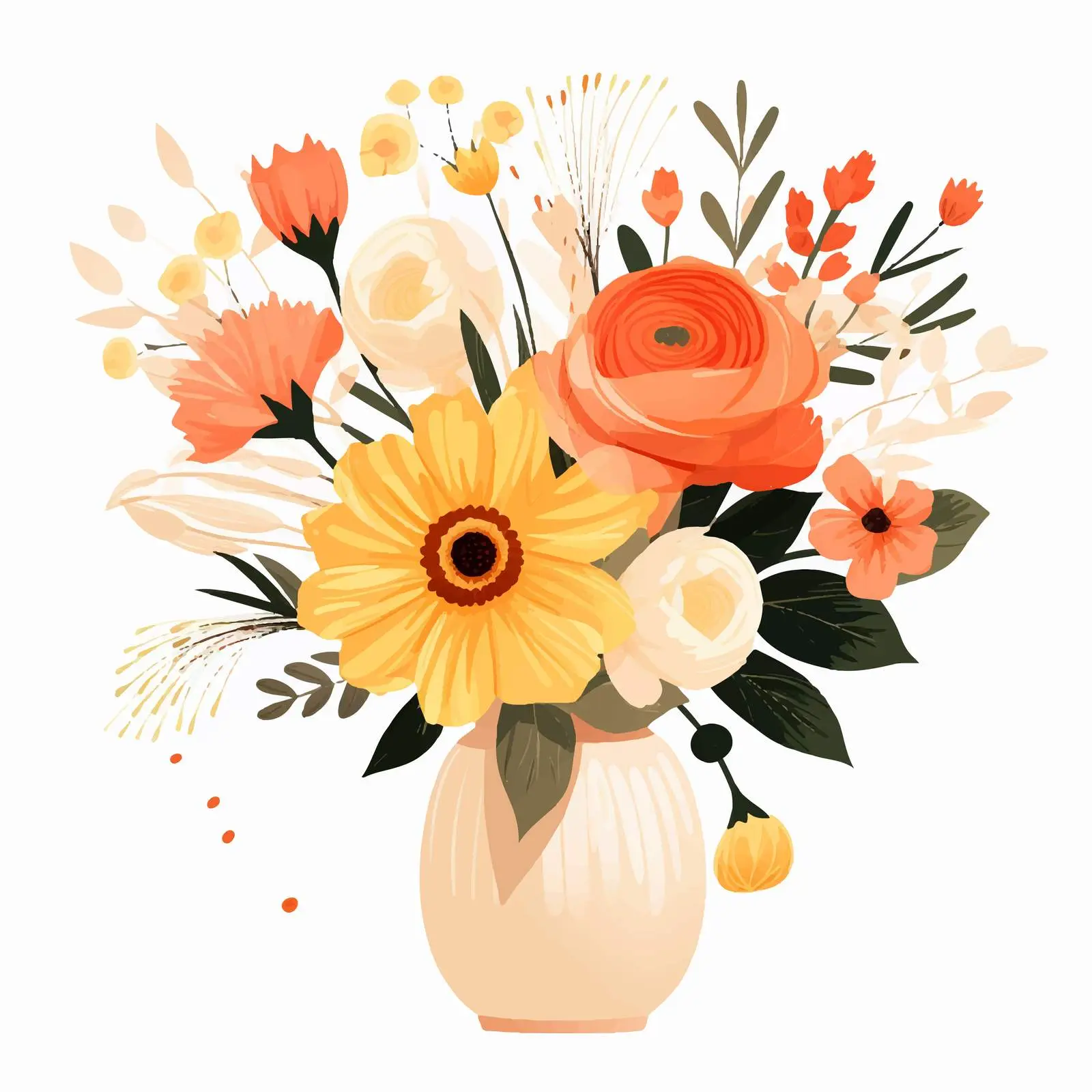 Hand-Drawn Seasonal Flower Bouquet Vector — free download from Dotvec