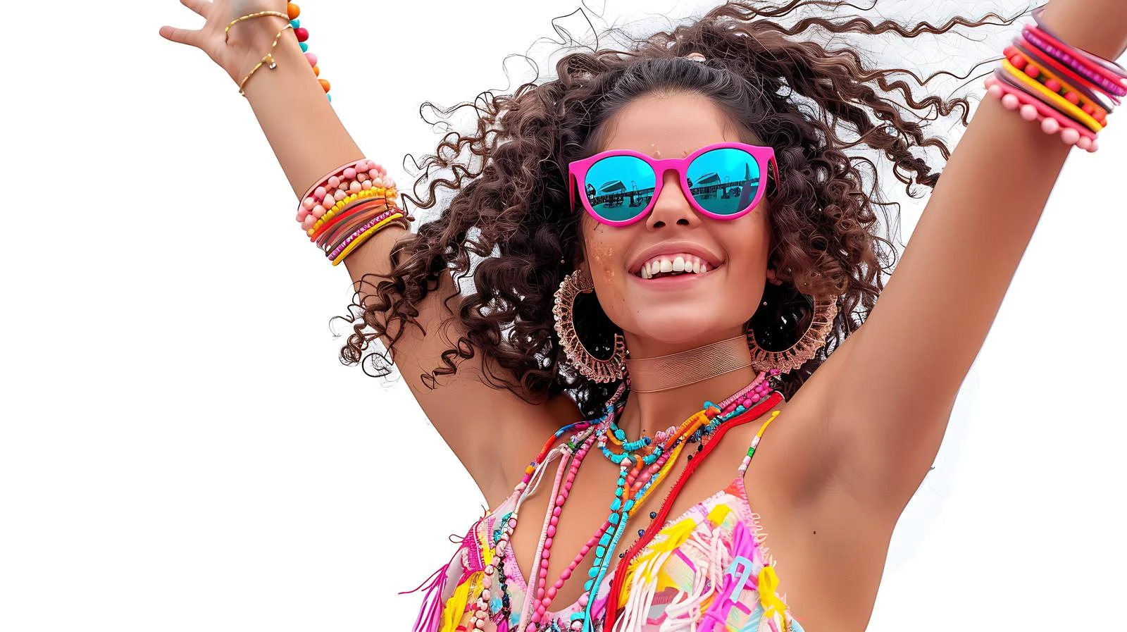 Joyful young woman at outdoor summer event — free download from Dotvec