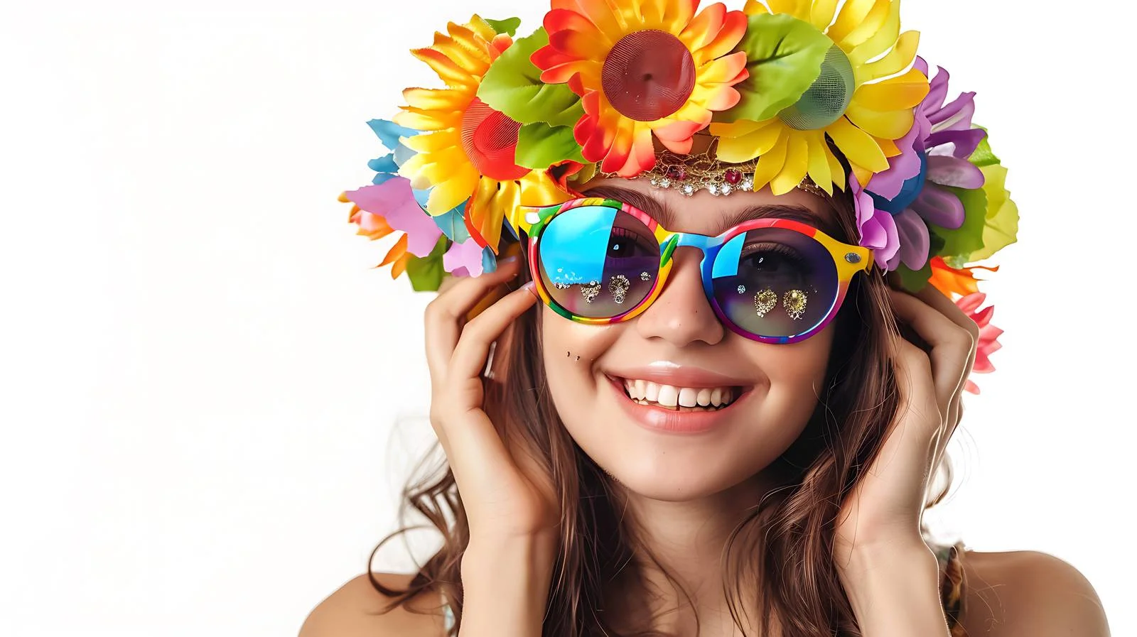 Joyful girl enjoying summer festival alone — free download from Dotvec