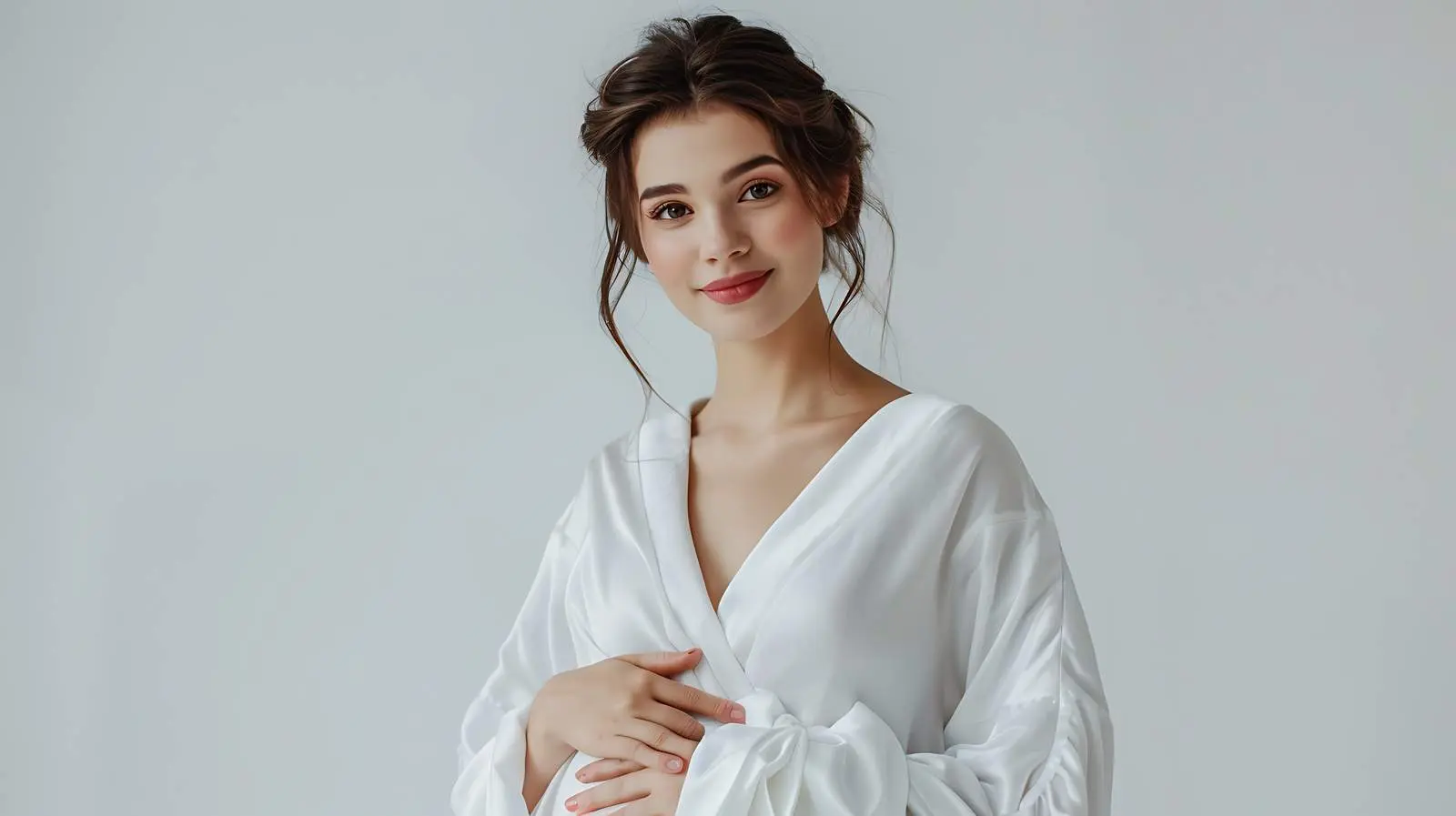 Elegant Pregnant Woman in White Robe — free download from Dotvec