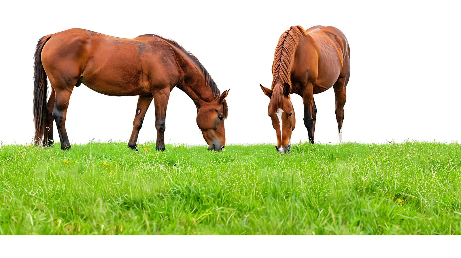 Majestic horses peacefully grazing in vast green field — free download from Dotvec
