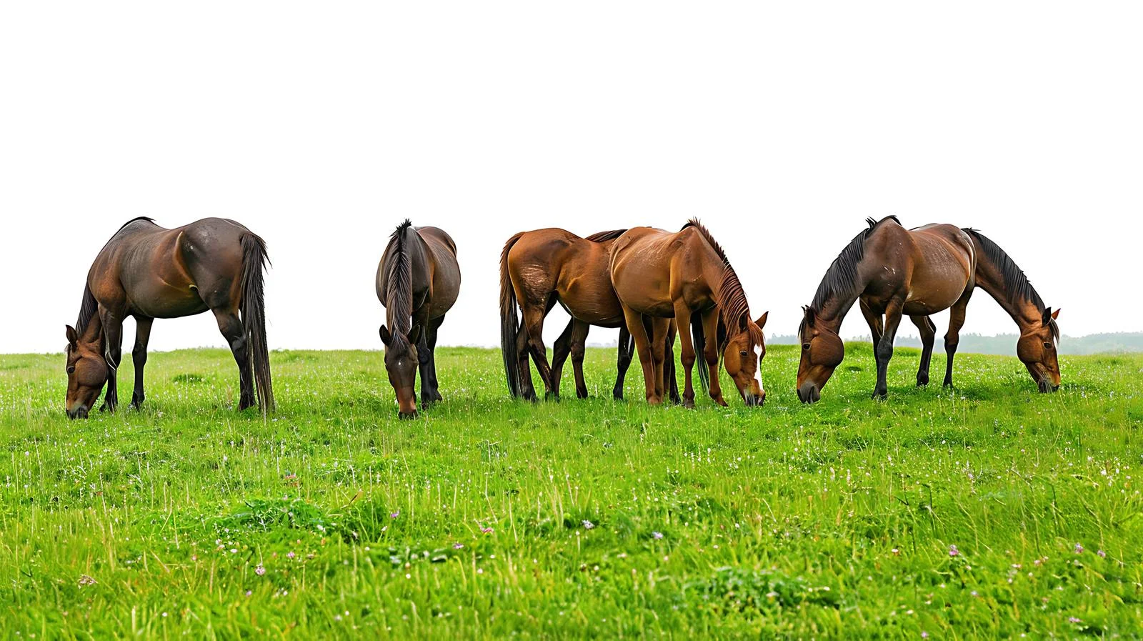 Majestic horses grazing on lush pasture — free download from Dotvec