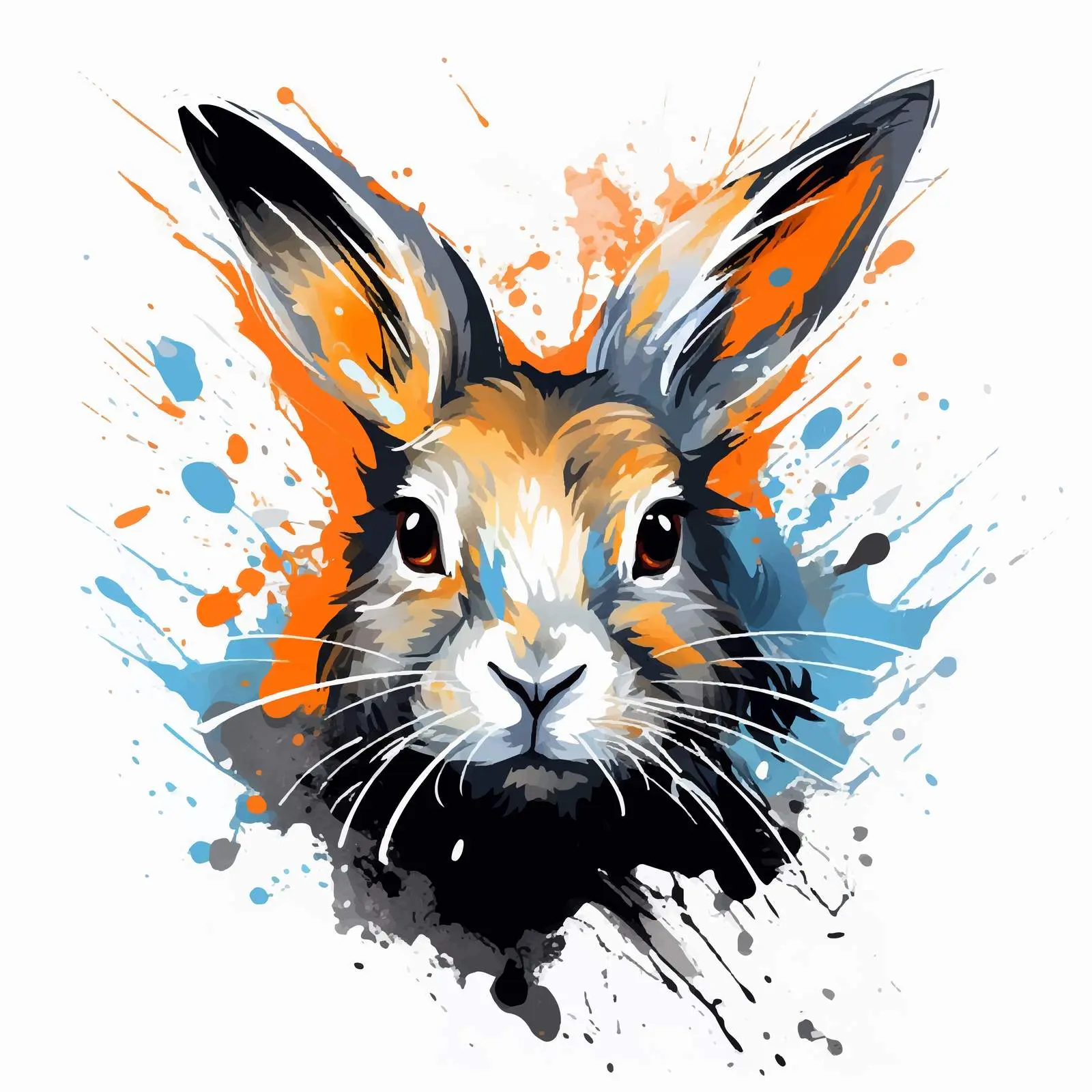 Graphic Rabbit Illustration on Canvas — free download from Dotvec
