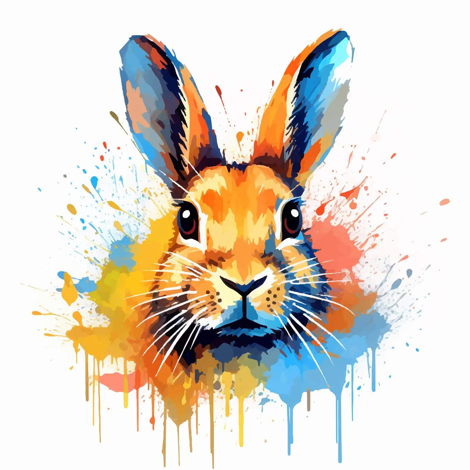 Graphic Rabbit Illustration on Canvas — free download from Dotvec