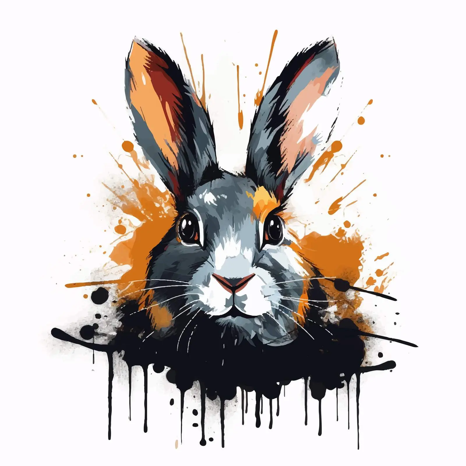 Vibrant Graphic Rabbit Illustration on Canvas — free download from Dotvec