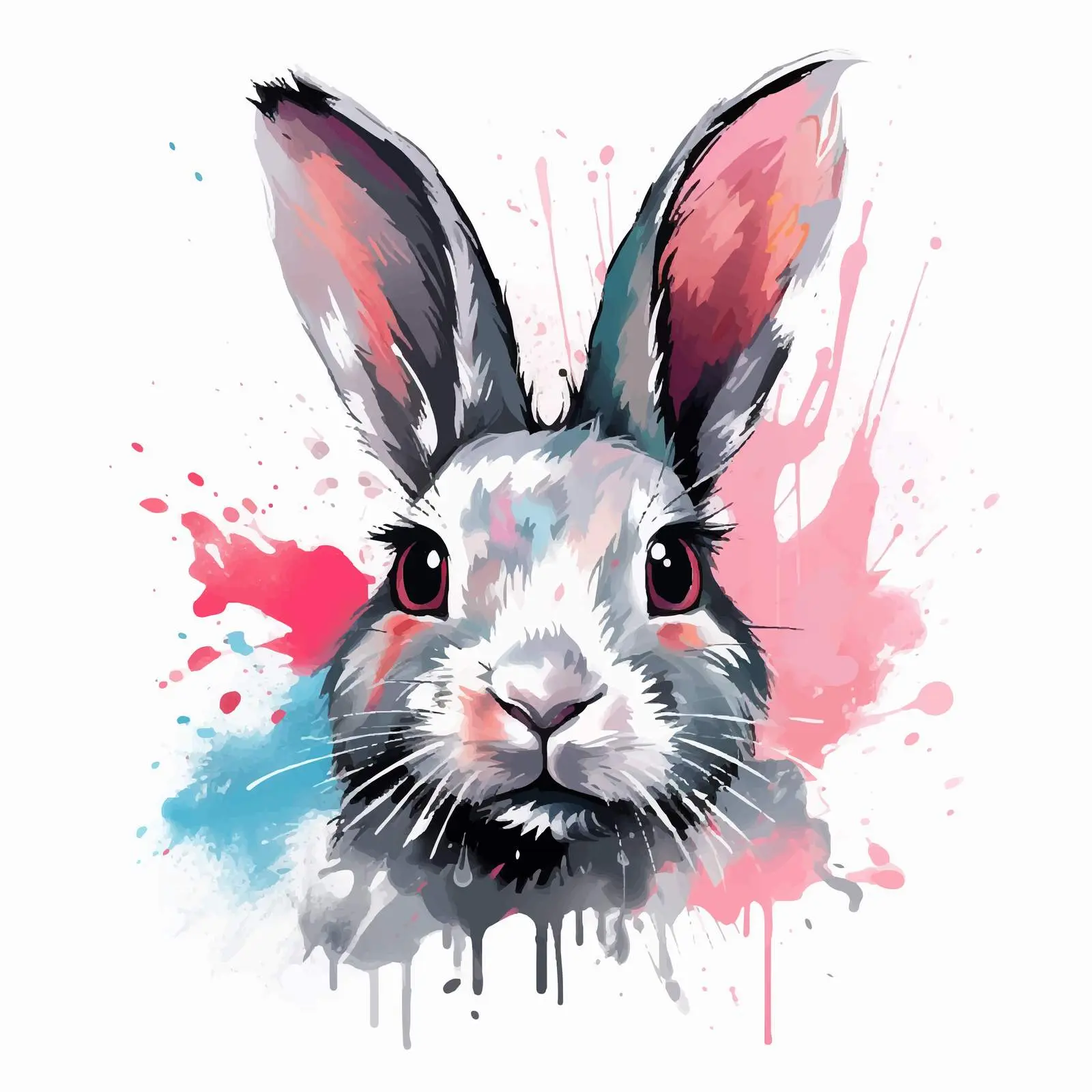 Graphic Rabbit Illustration on Canvas – free vector animal image from Dotvec