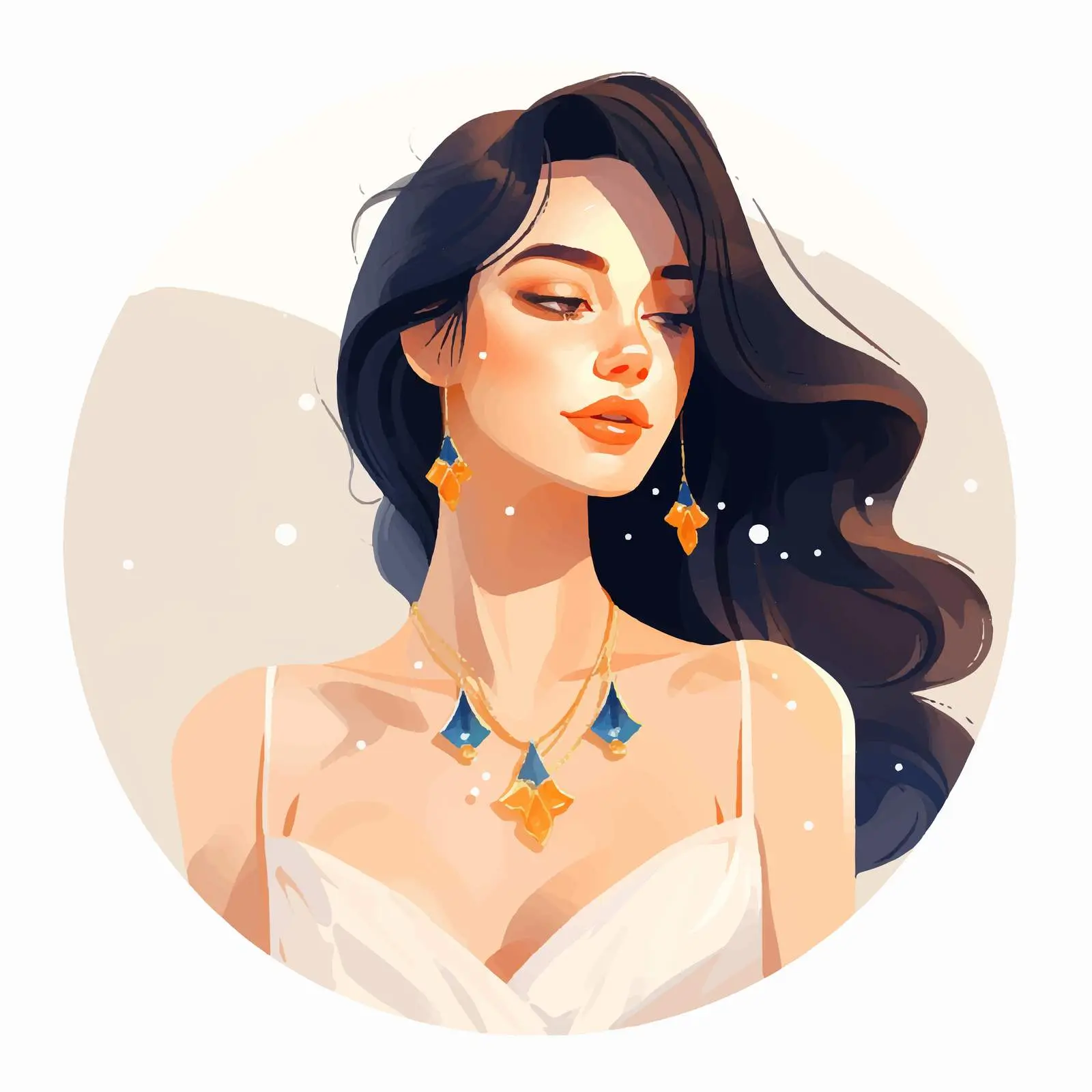 Fashionable Girl in Jewelry Vector Illustration — free download from Dotvec