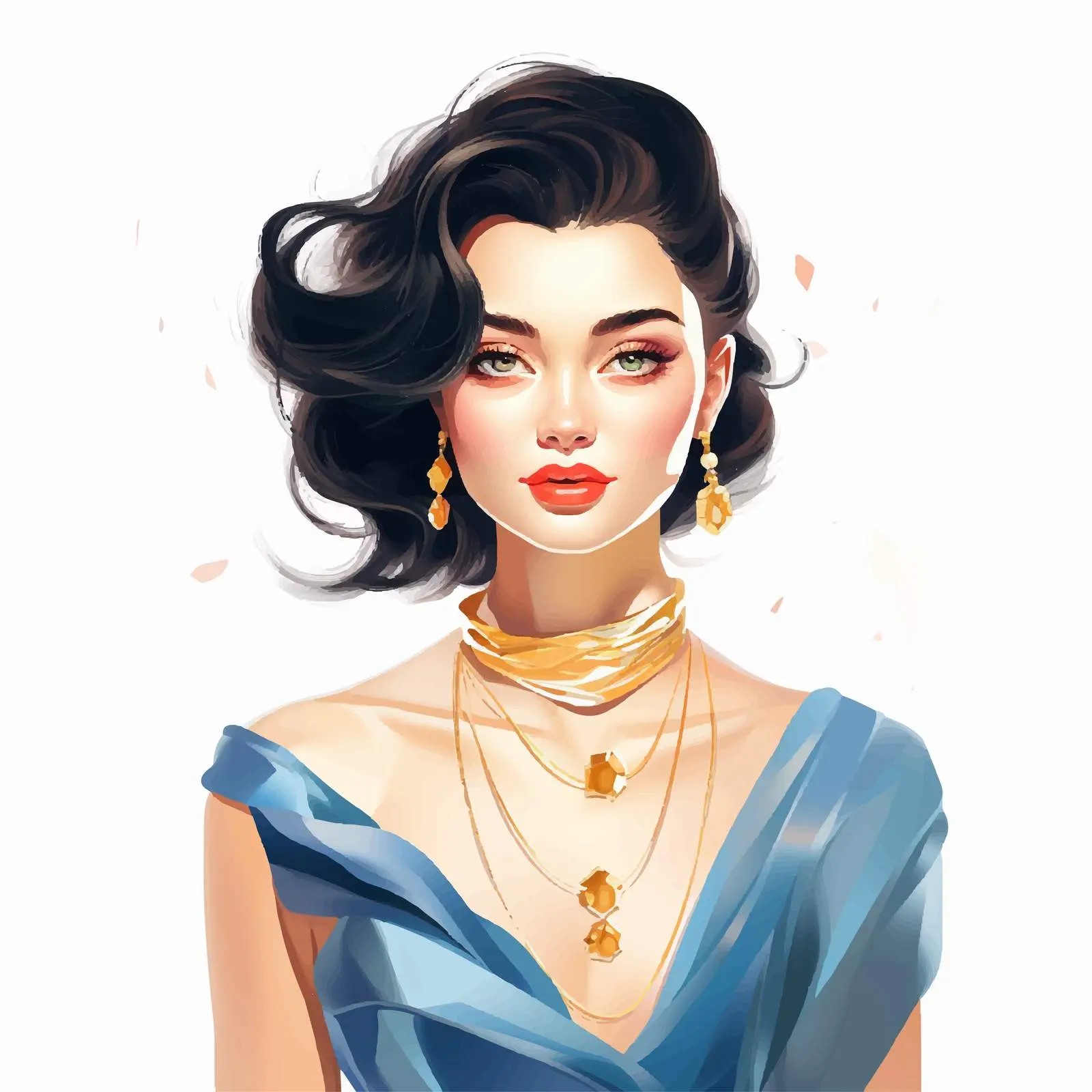 Fashionable Girl in Jewelry Vector Illustration — free download from Dotvec