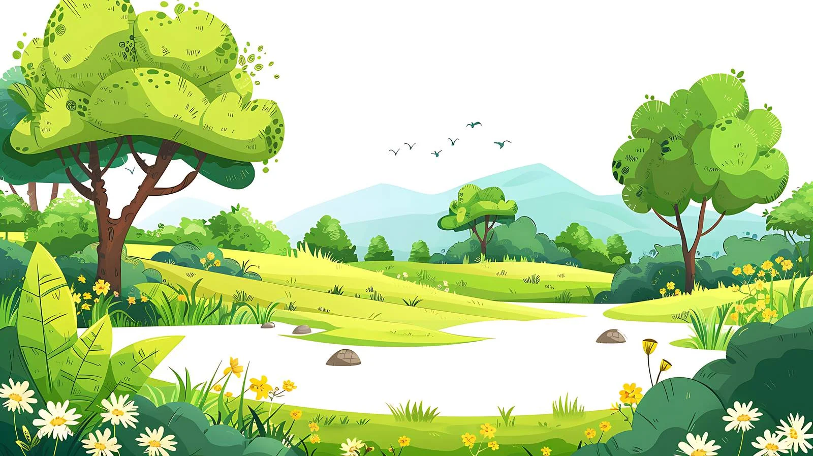 Serene Landscape Scene on White Background — free download from Dotvec