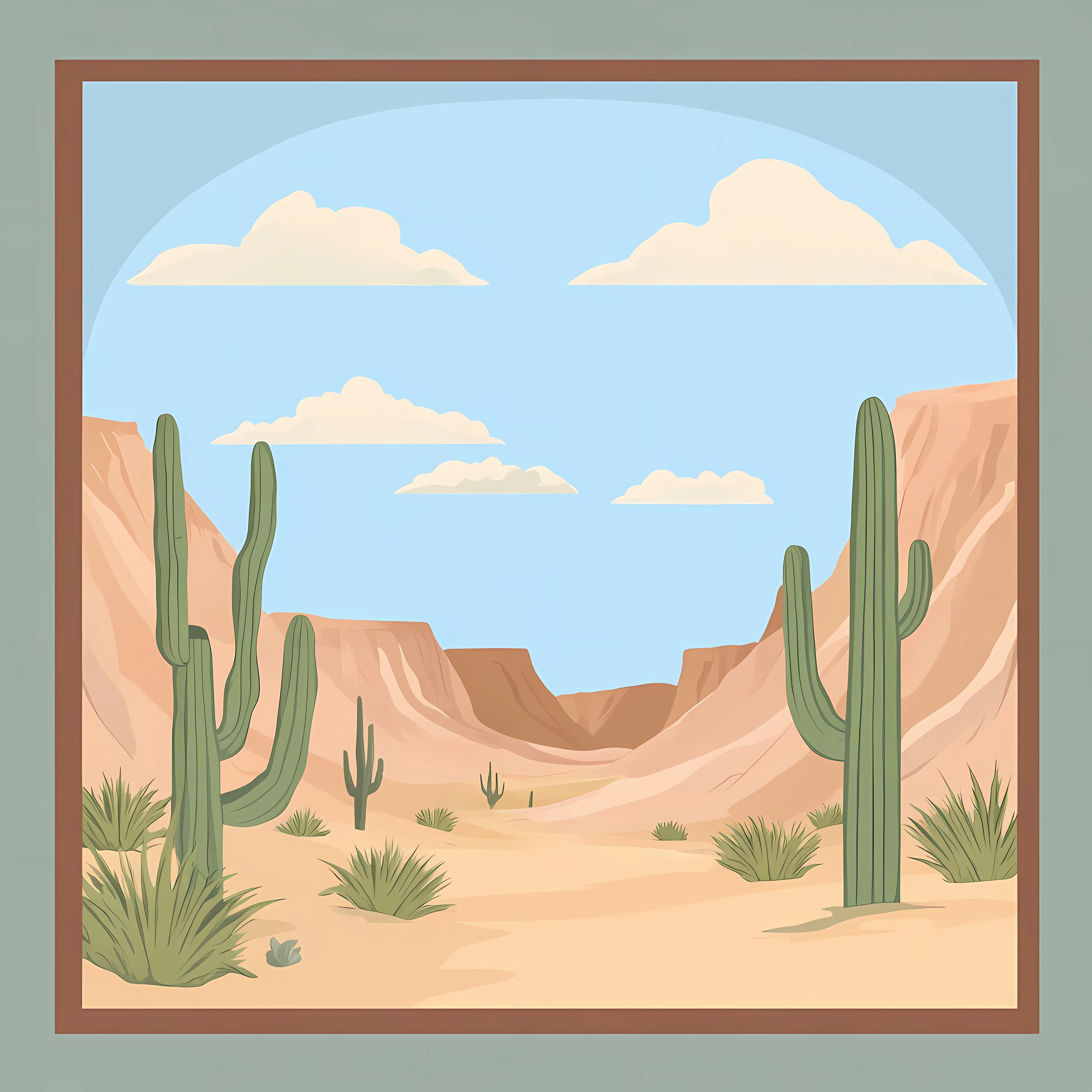Desert Landscape Featuring Cactus and Mountains — free download from Dotvec