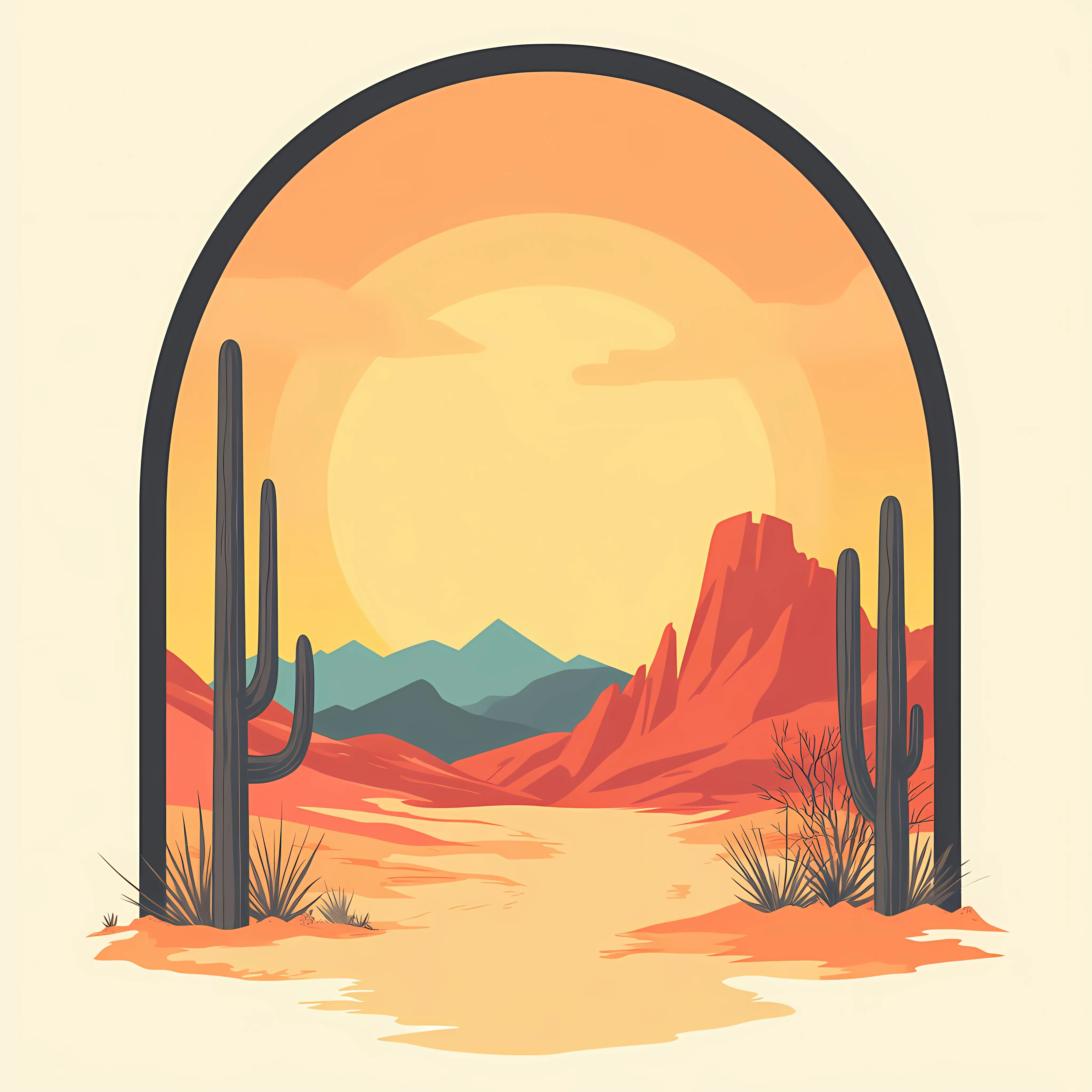 Desert Landscape with Cactus and Mountains — free download from Dotvec