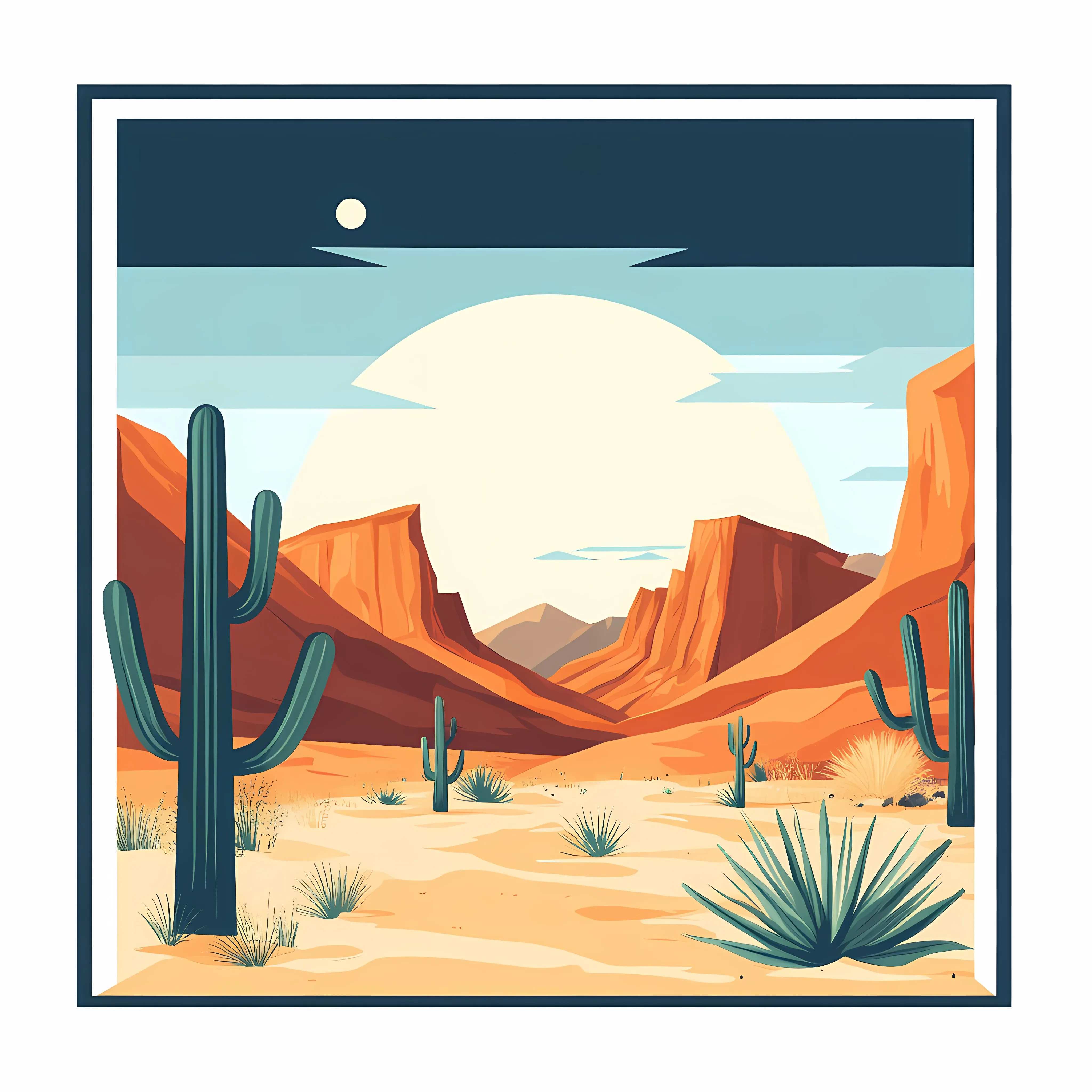 Stunning Desert Landscape with Cactus and Mountains — free download from Dotvec